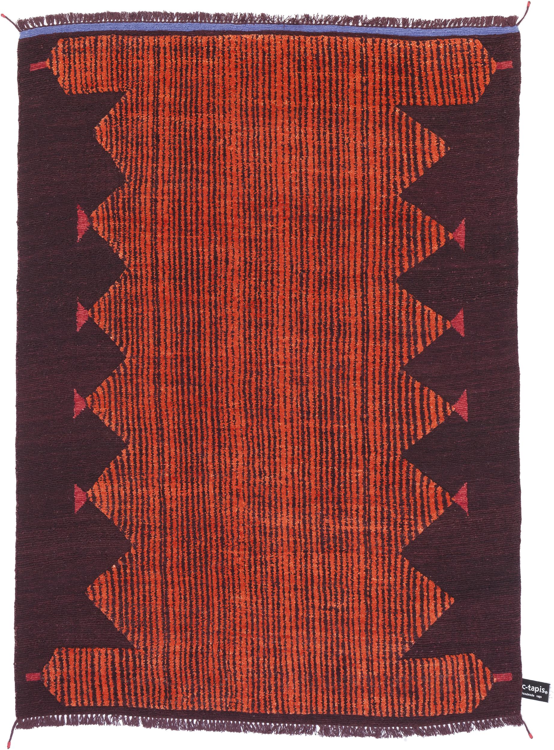 For Sale: Red cc-tapis Primitive Weave 4 Navy Rug by Chiara Andreatti