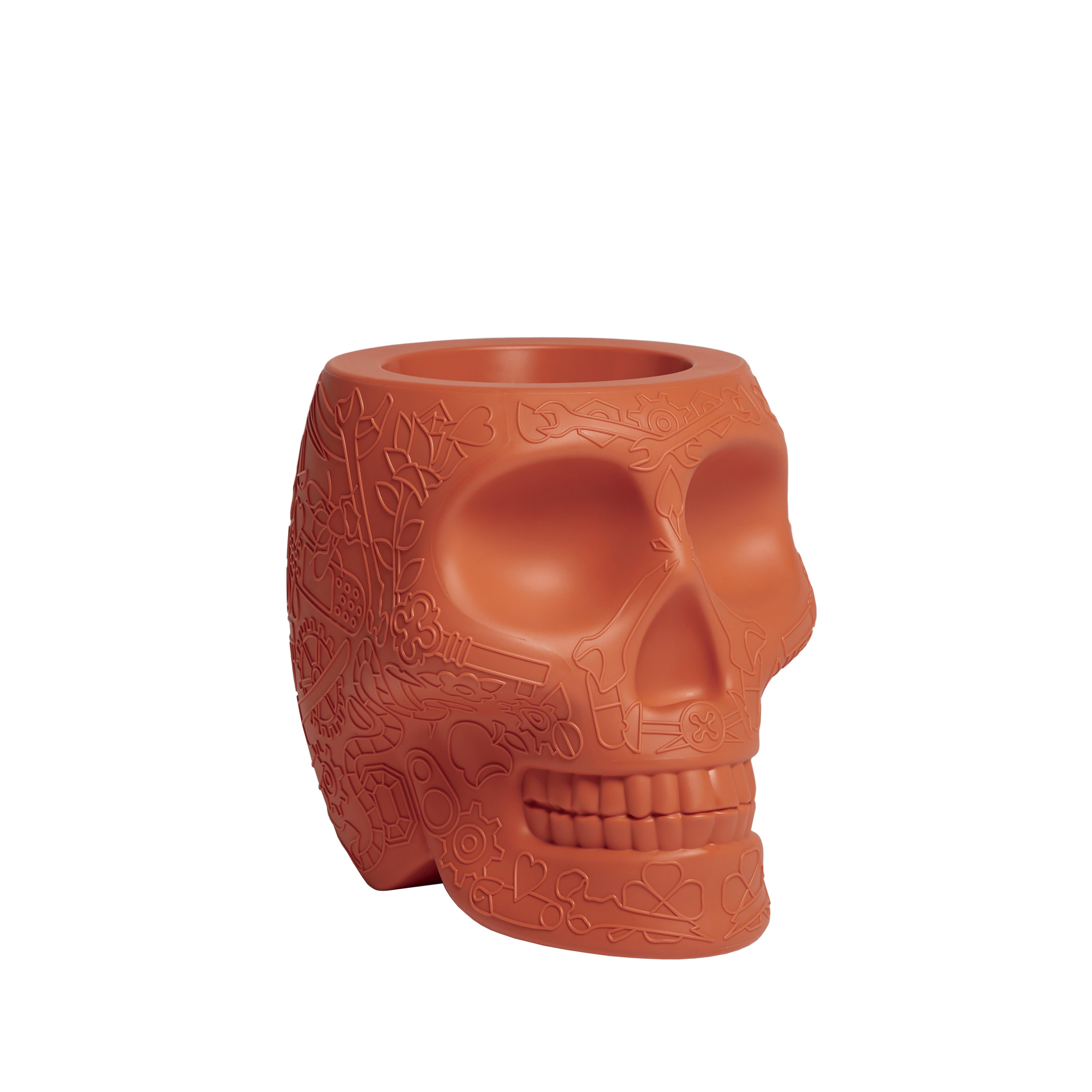 For Sale: Orange (Terracotta) Modern Skull Terracotta Plastic Planter or Champagne Cooler by Studio Job 2