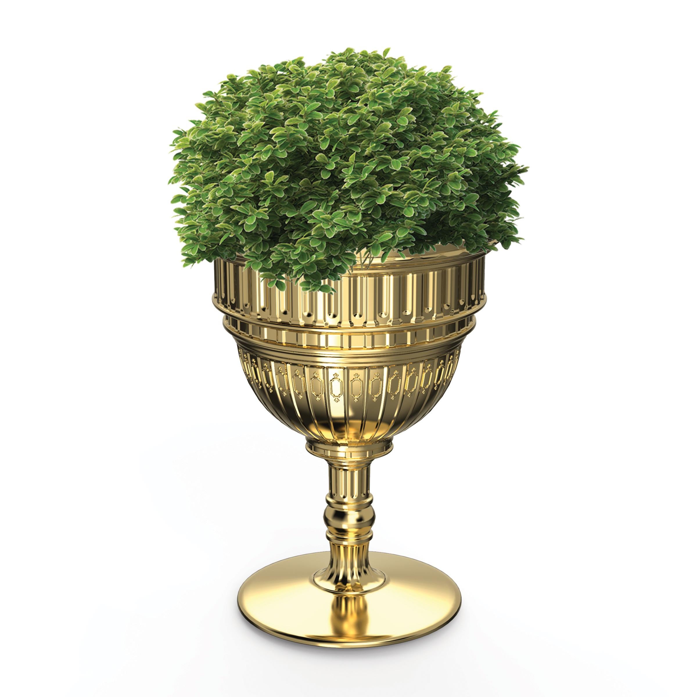 For Sale: Gold Modern Black or White Mexican Chinese Inspired Planter or Champagne Cooler 2