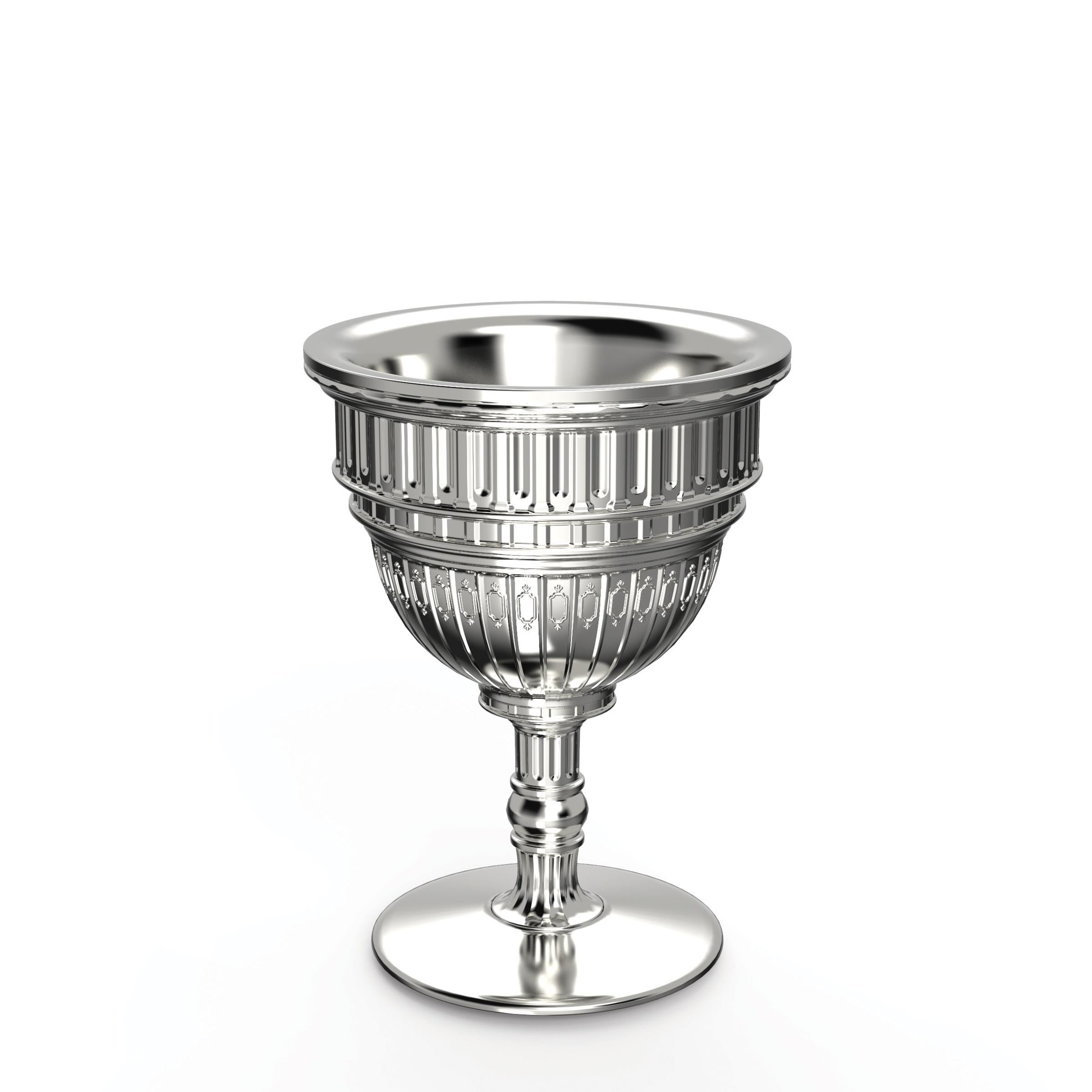For Sale: Silver Modern Black or White Mexican Chinese Inspired Planter or Champagne Cooler