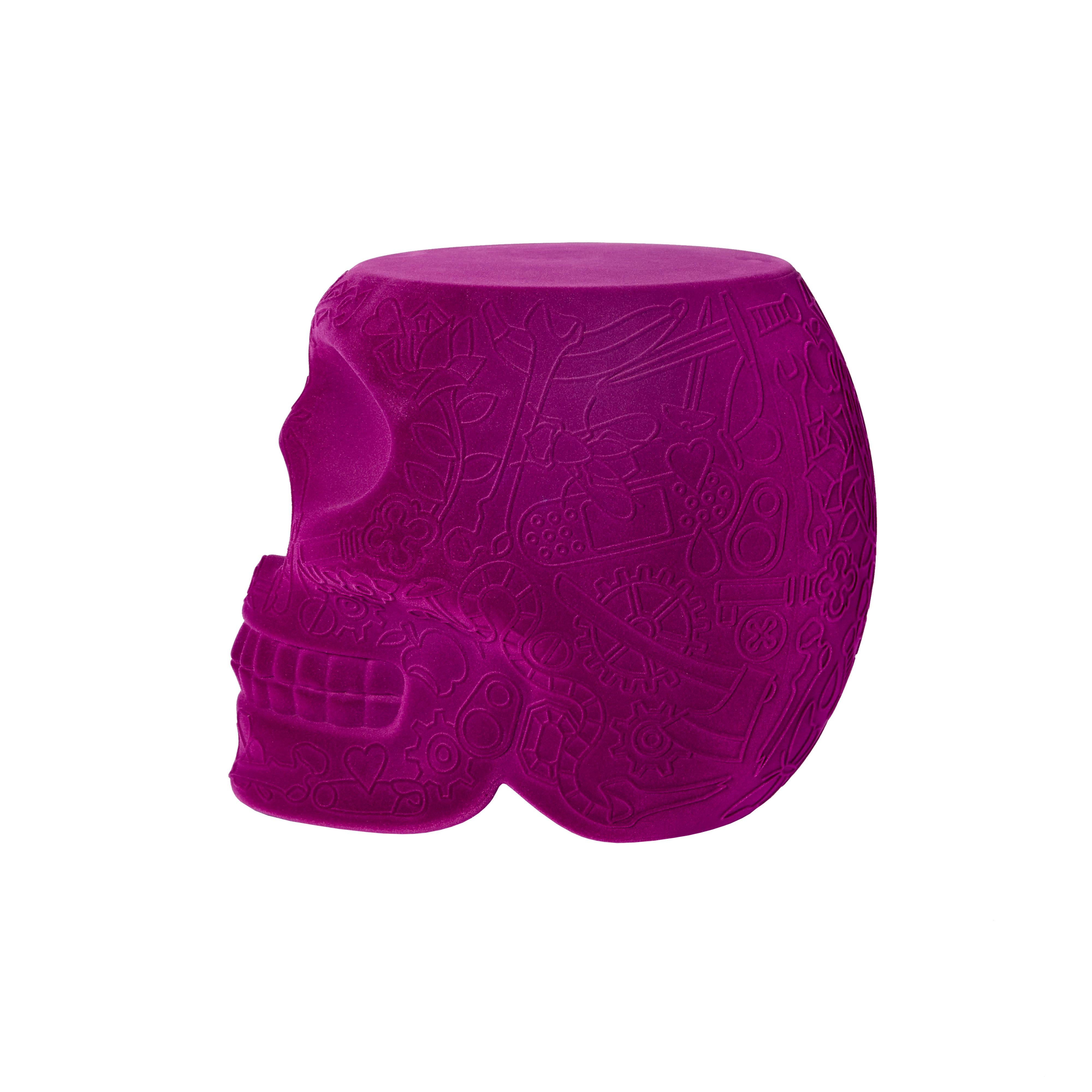 Purple (Violet) Modern Velvet Mexican Calavera Skull Stool or Side Table By Studio Job 3