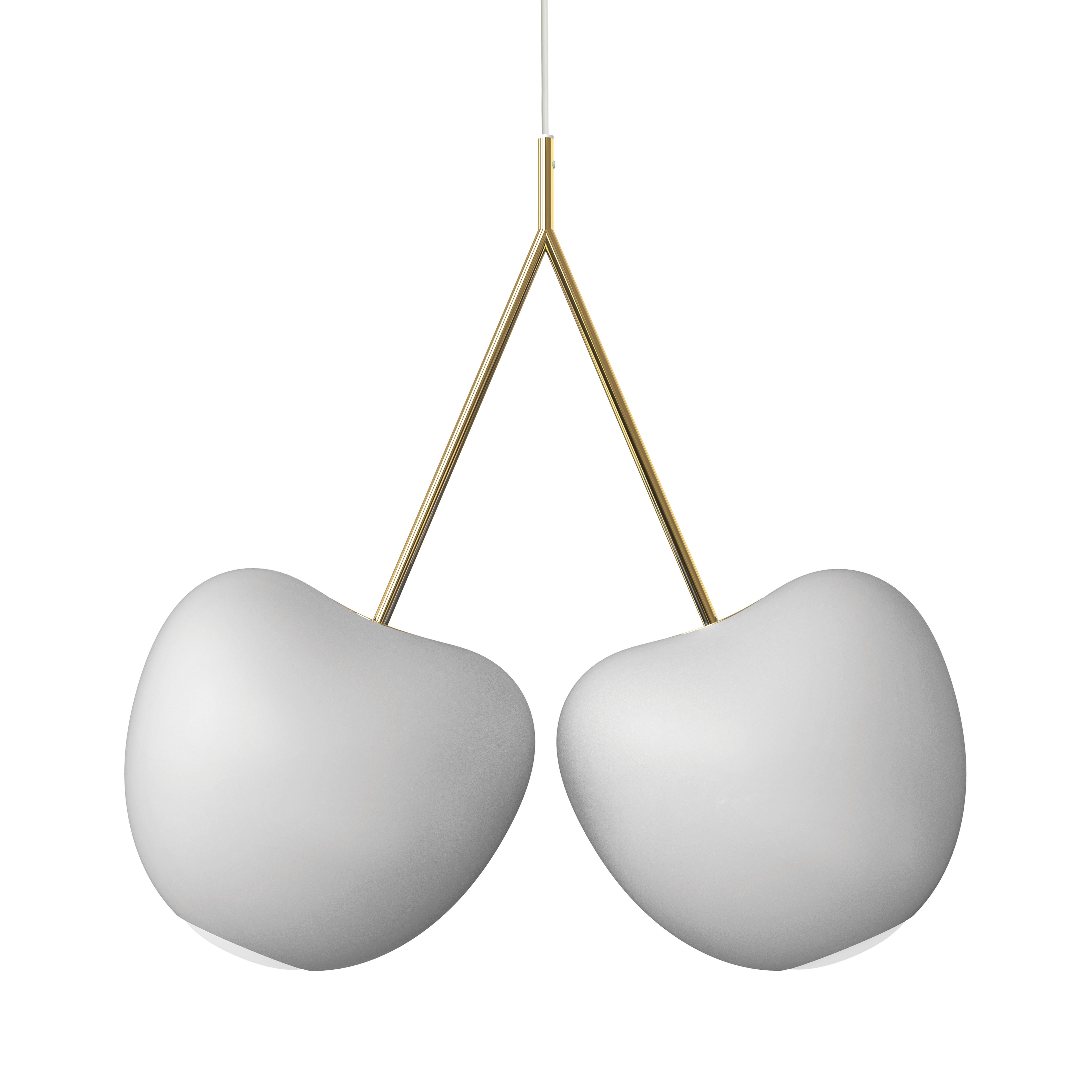 For Sale: White (Ivory) Modern Plastic Matte Black Cherry Pendant Decorative Lamp