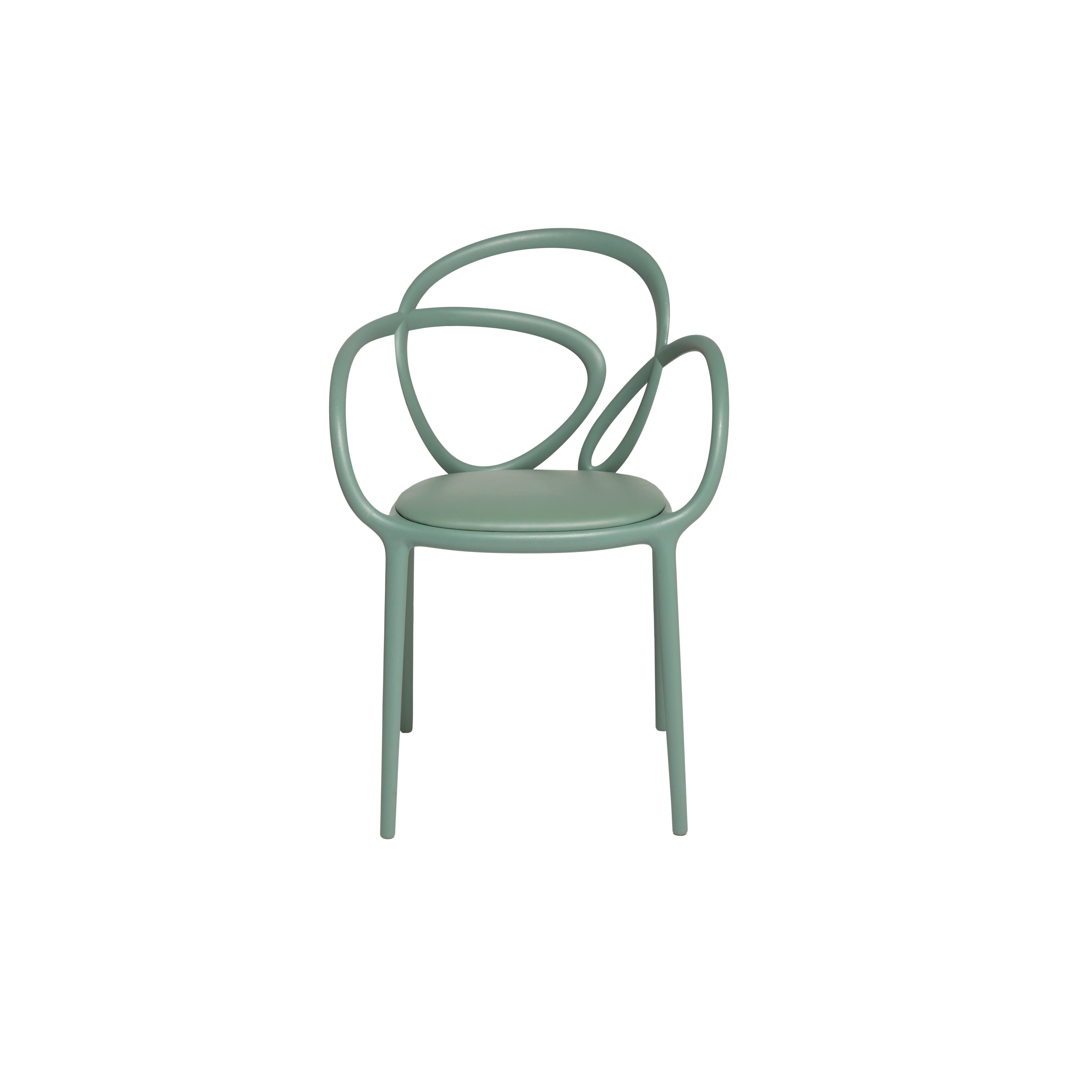 For Sale: Green (Sage Green) Modern Black Green Beige or White Nordic Loop Dining or Accent Chair Set of 2