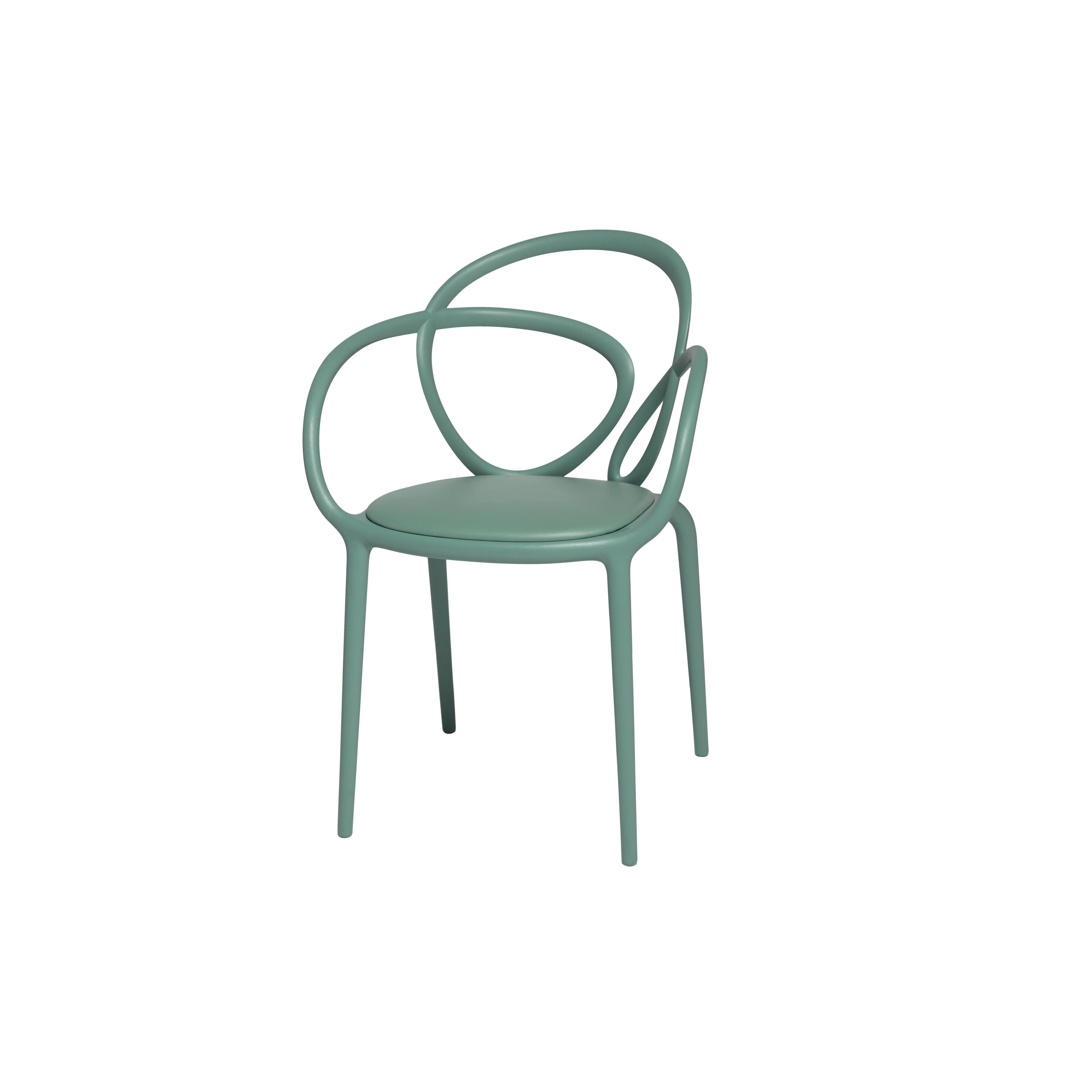 For Sale: Green (Sage Green) Modern Black Green Beige or White Nordic Loop Dining or Accent Chair Set of 2  2