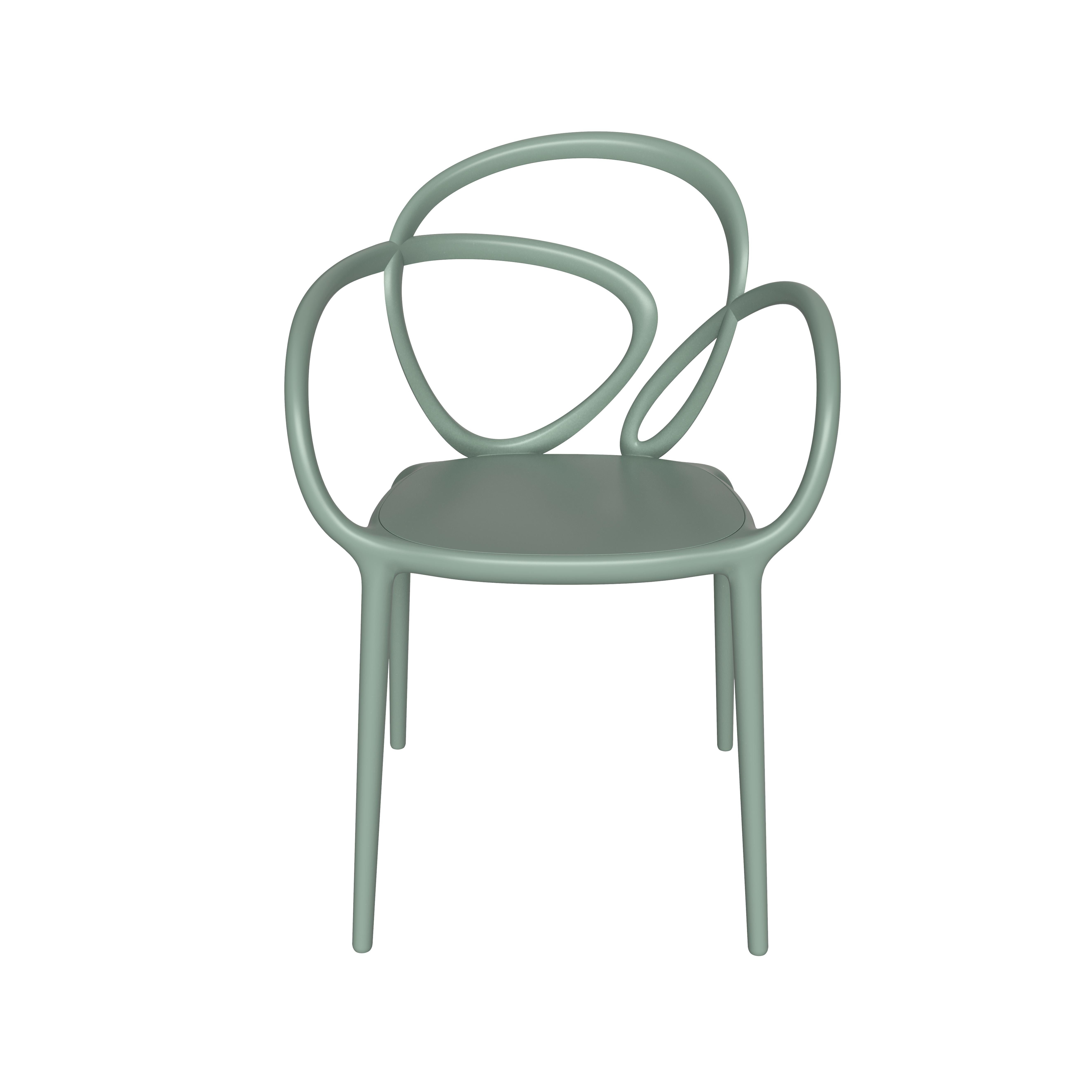 For Sale: Green (Sage Green) Modern Black Green Beige or White Nordic Loop Dining or Accent Chair Set of 2