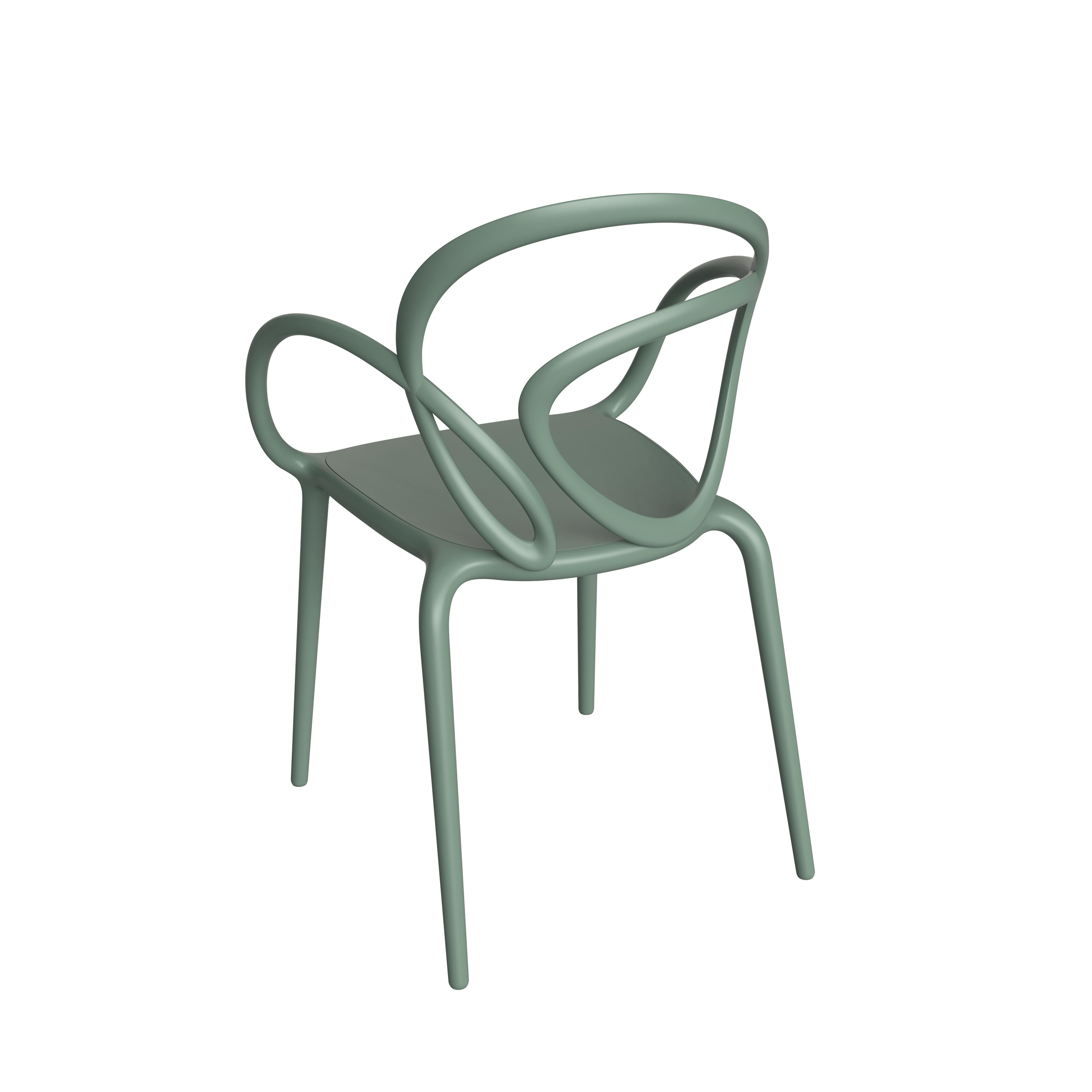 For Sale: Green (Sage Green) Modern Black Green Beige or White Nordic Loop Dining or Accent Chair Set of 2  2