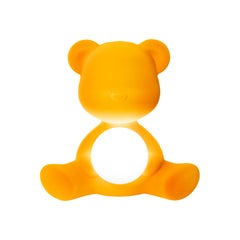 Modern Velvet Yellow Sculptural Teddybear Table or Floor Lamp