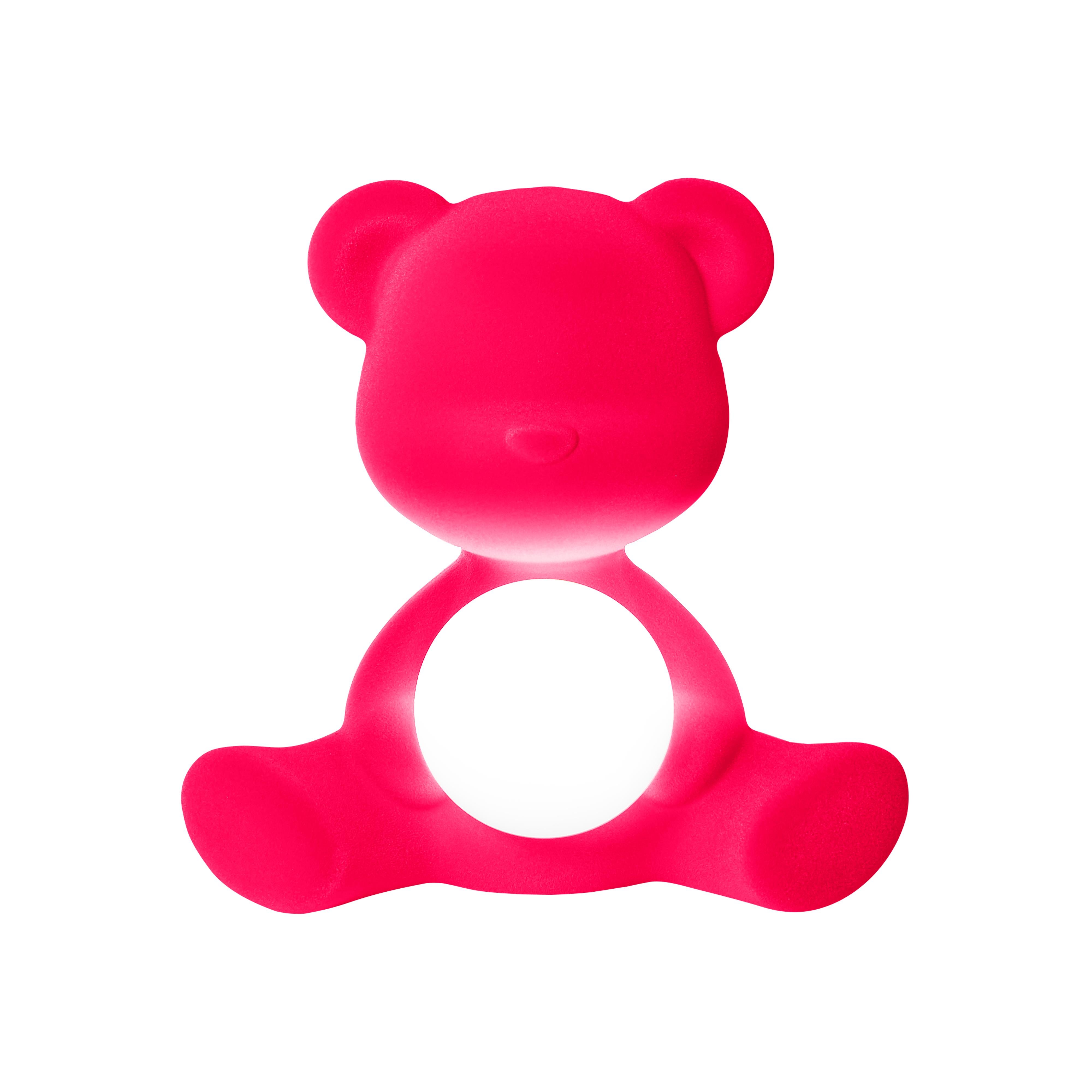 For Sale: Pink (Fuxia) Modern Velvet Yellow Sculptural Teddybear Table or Floor Lamp 2