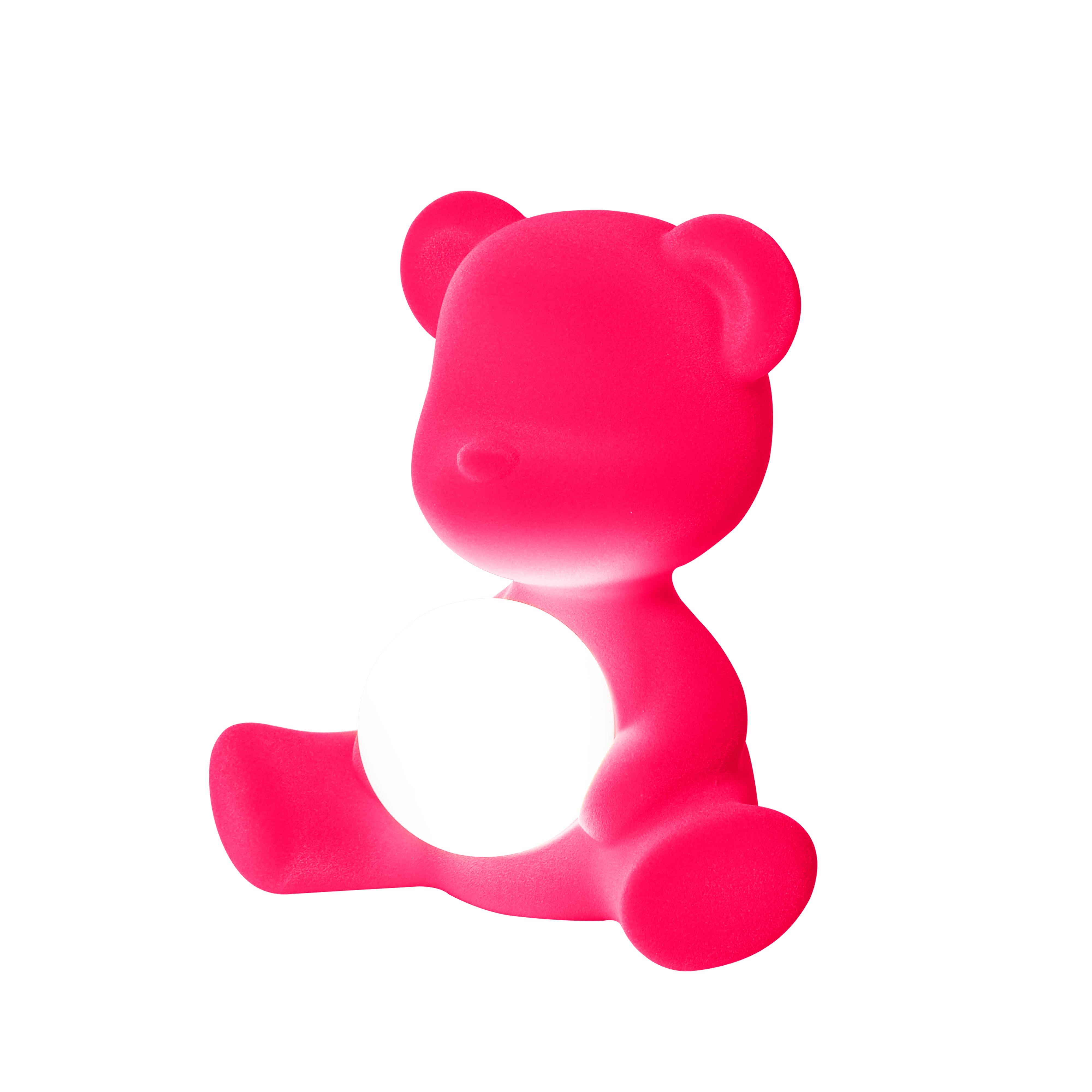 En vente : Pink (Fuxia) Lampe de table ou lampadaire moderne sculpturale Teddybear en velours jaune 4