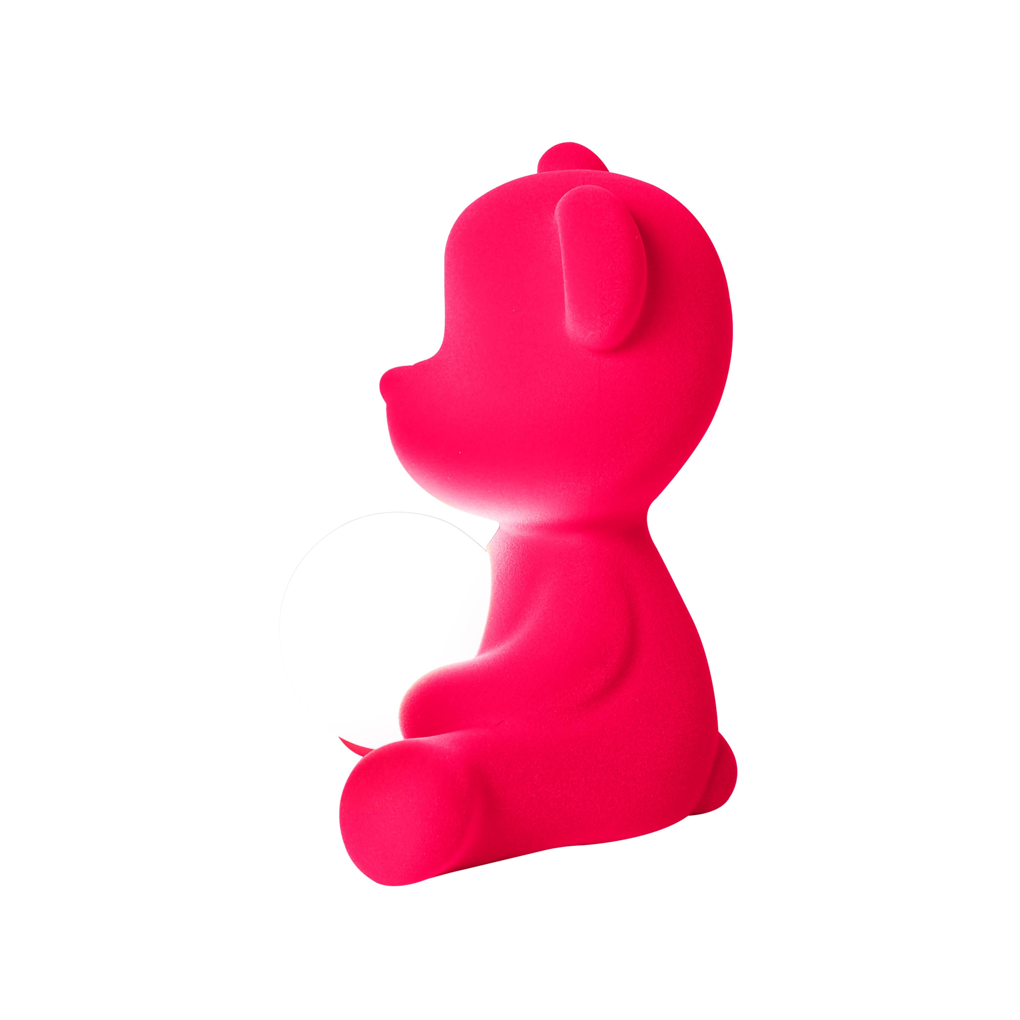 En vente : Pink (Fuxia) Lampe de table ou lampadaire moderne sculpturale Teddybear en velours jaune 6