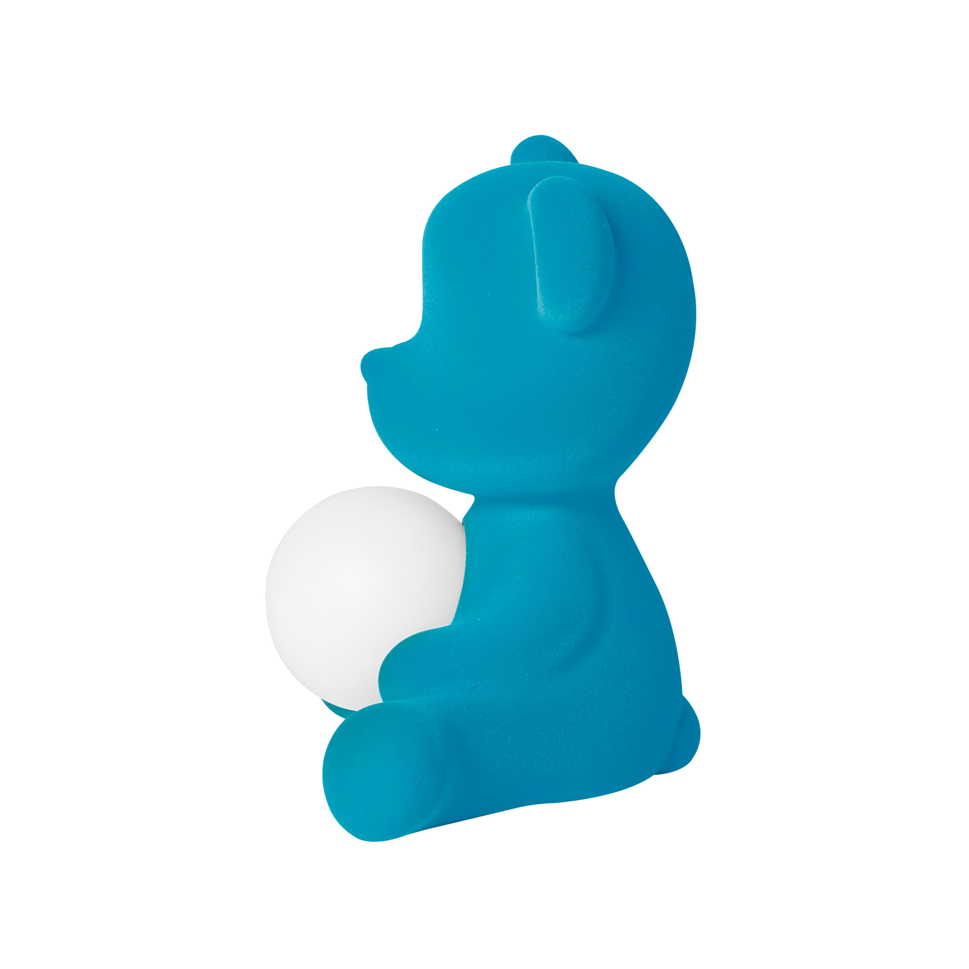 En vente : Blue (Light Blue) Lampe de table ou lampadaire moderne sculpturale Teddybear en velours jaune 5
