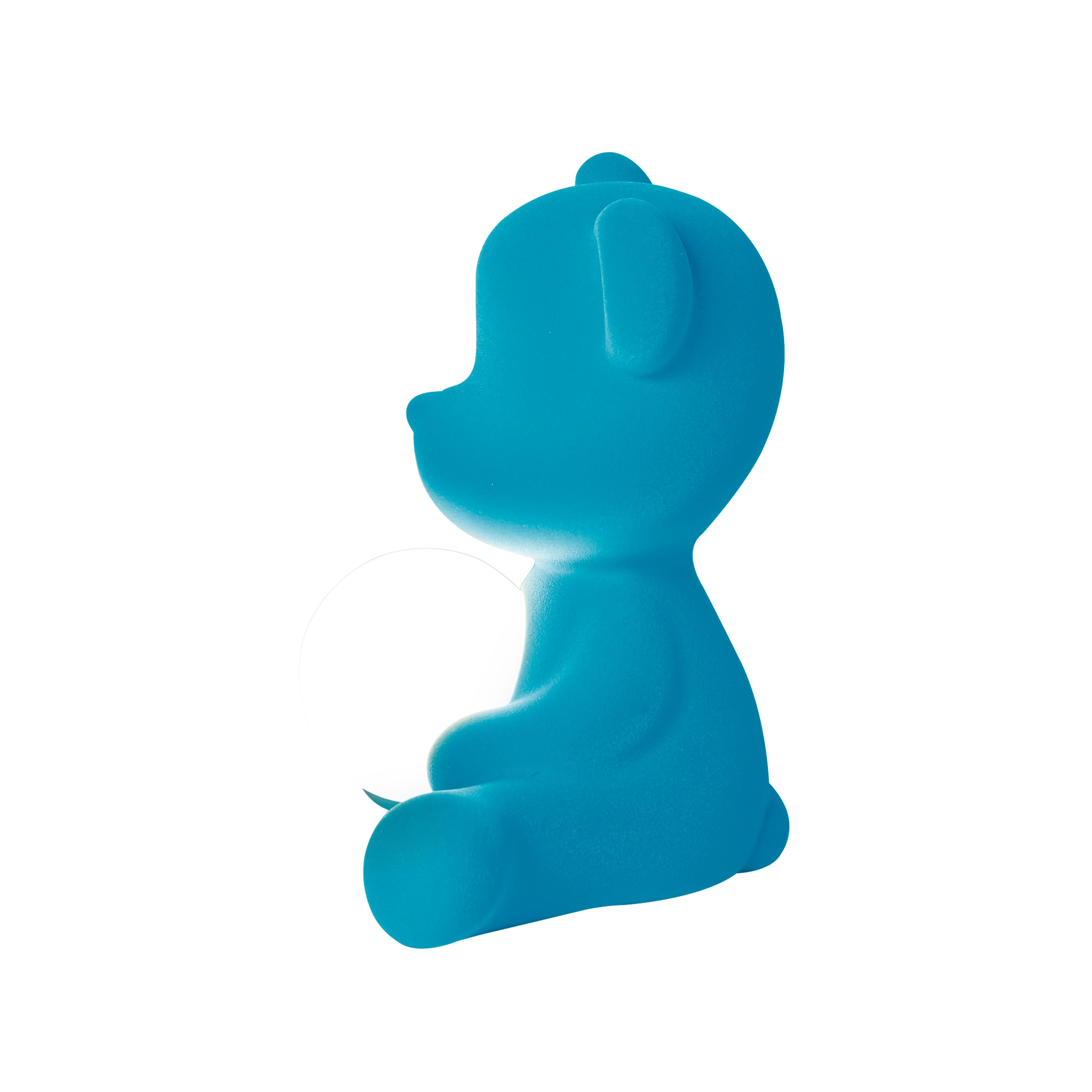 En vente : Blue (Light Blue) Lampe de table ou lampadaire moderne sculpturale Teddybear en velours jaune 6