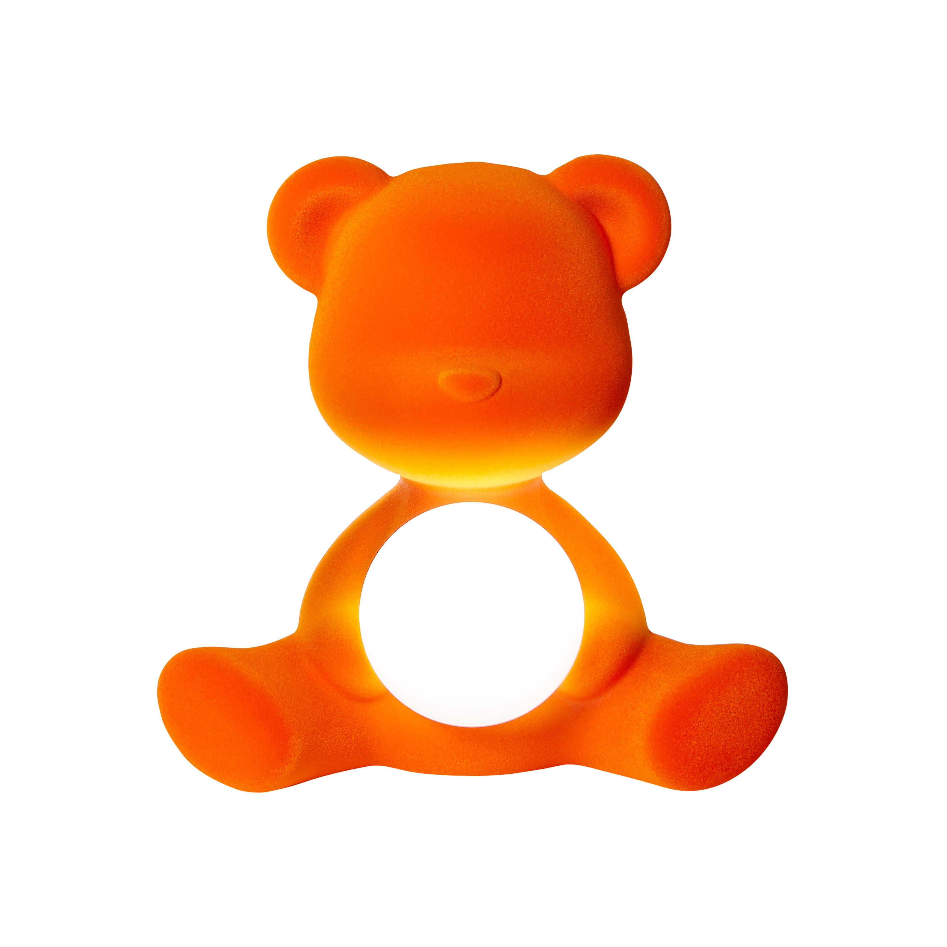 For Sale: Orange Modern Velvet Yellow Sculptural Teddybear Table or Floor Lamp 2