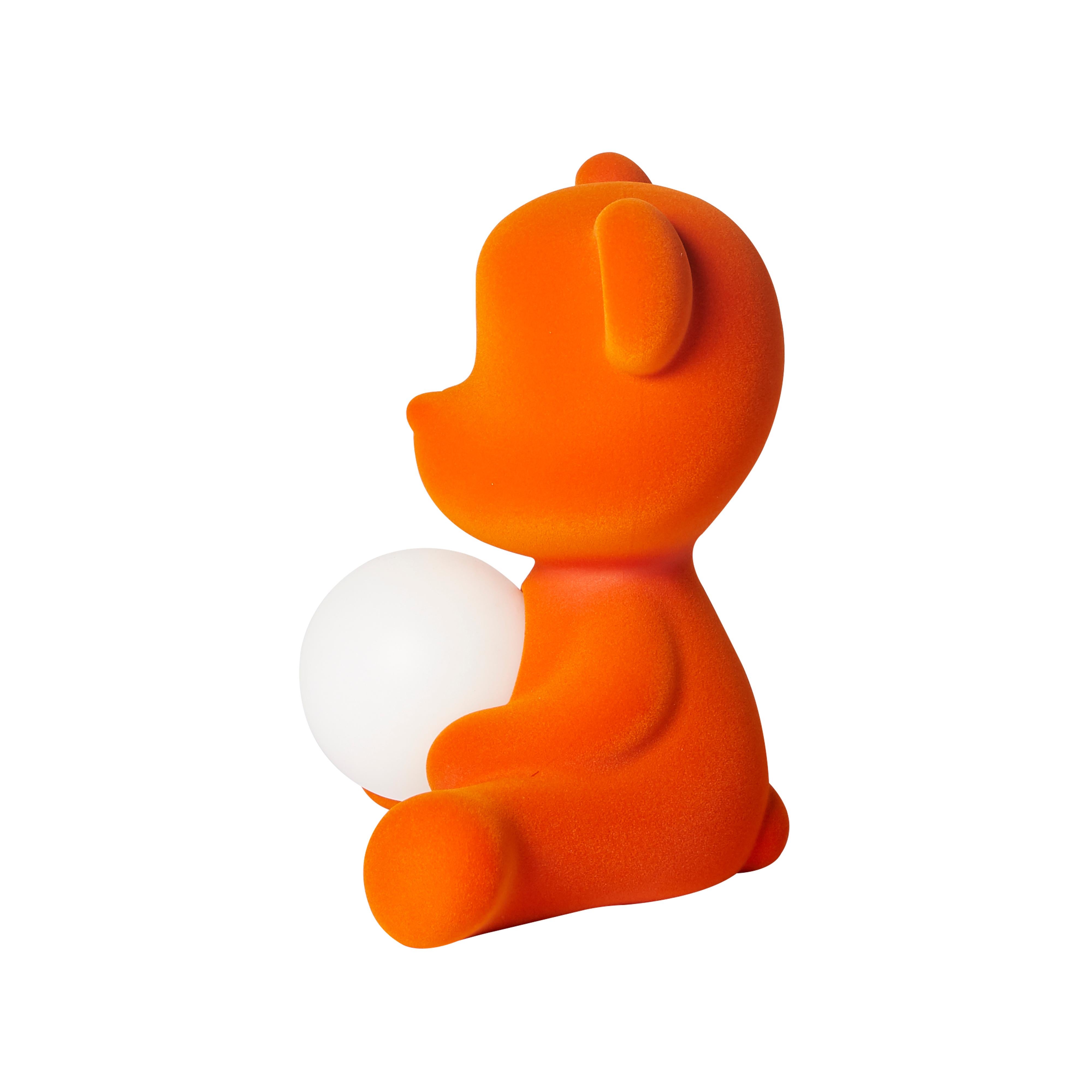 En vente : Orange Lampe de table ou lampadaire moderne sculpturale Teddybear en velours jaune 5