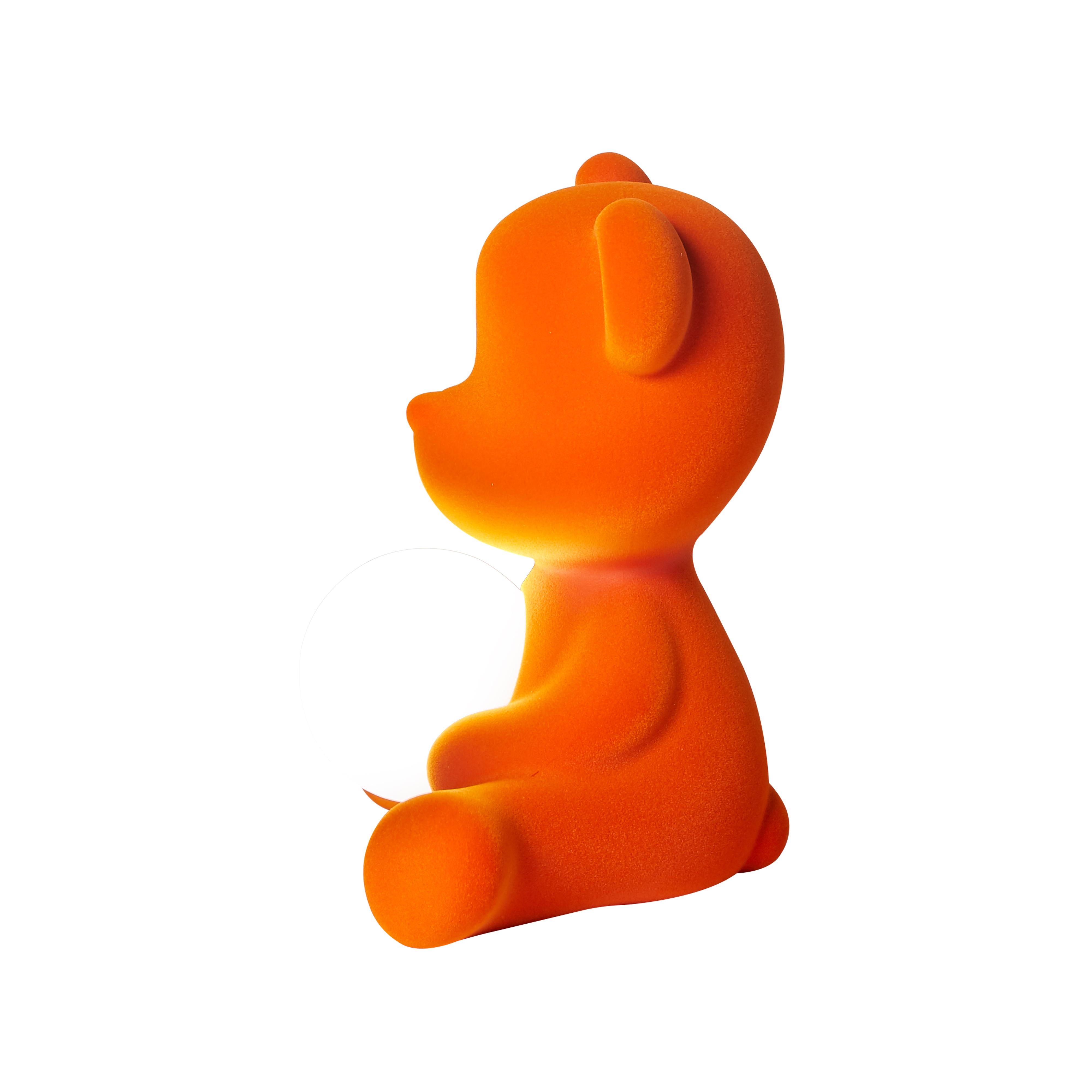 For Sale: Orange Modern Velvet Yellow Sculptural Teddybear Table or Floor Lamp 6
