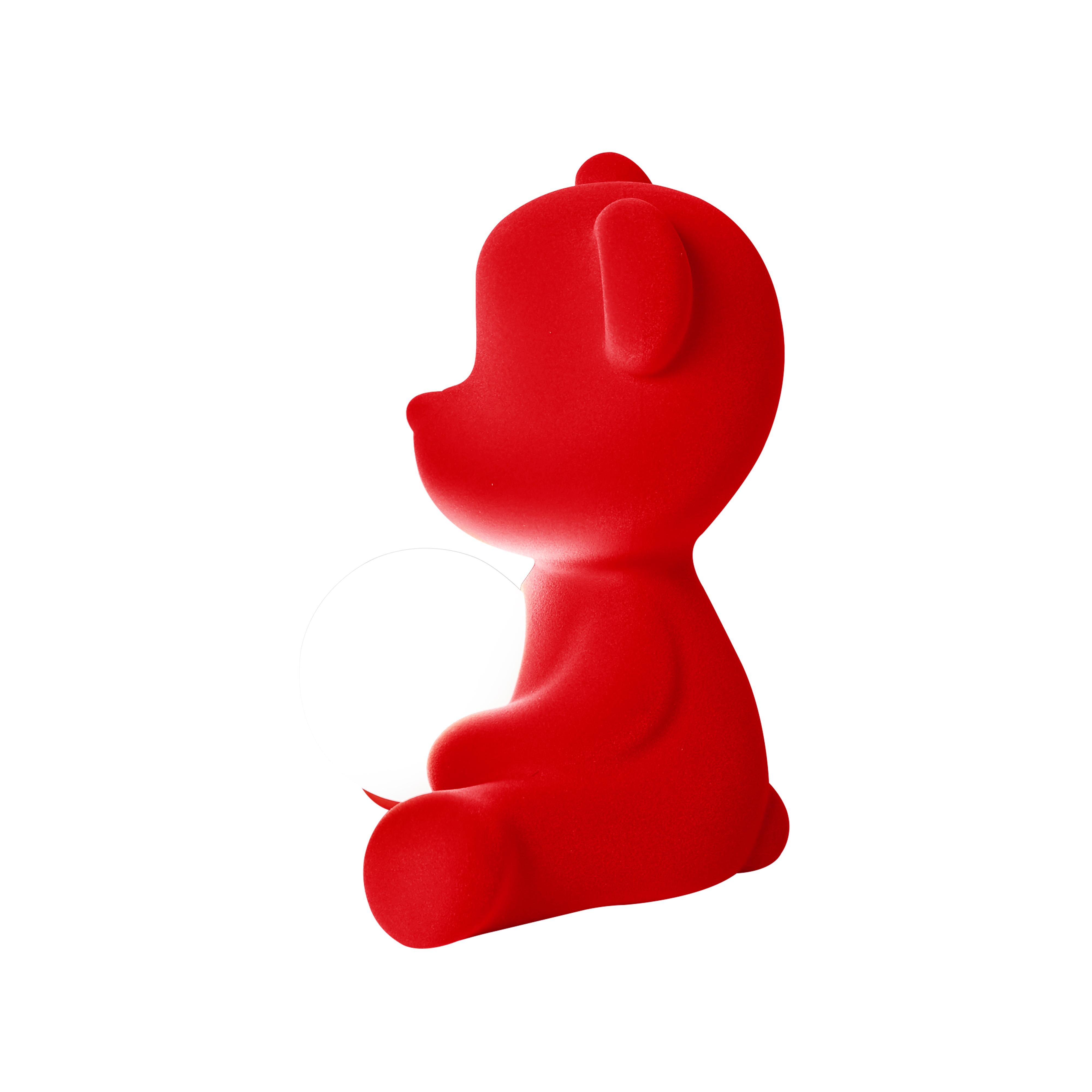 En vente : Red Lampe de table ou lampadaire moderne sculpturale Teddybear en velours jaune 6