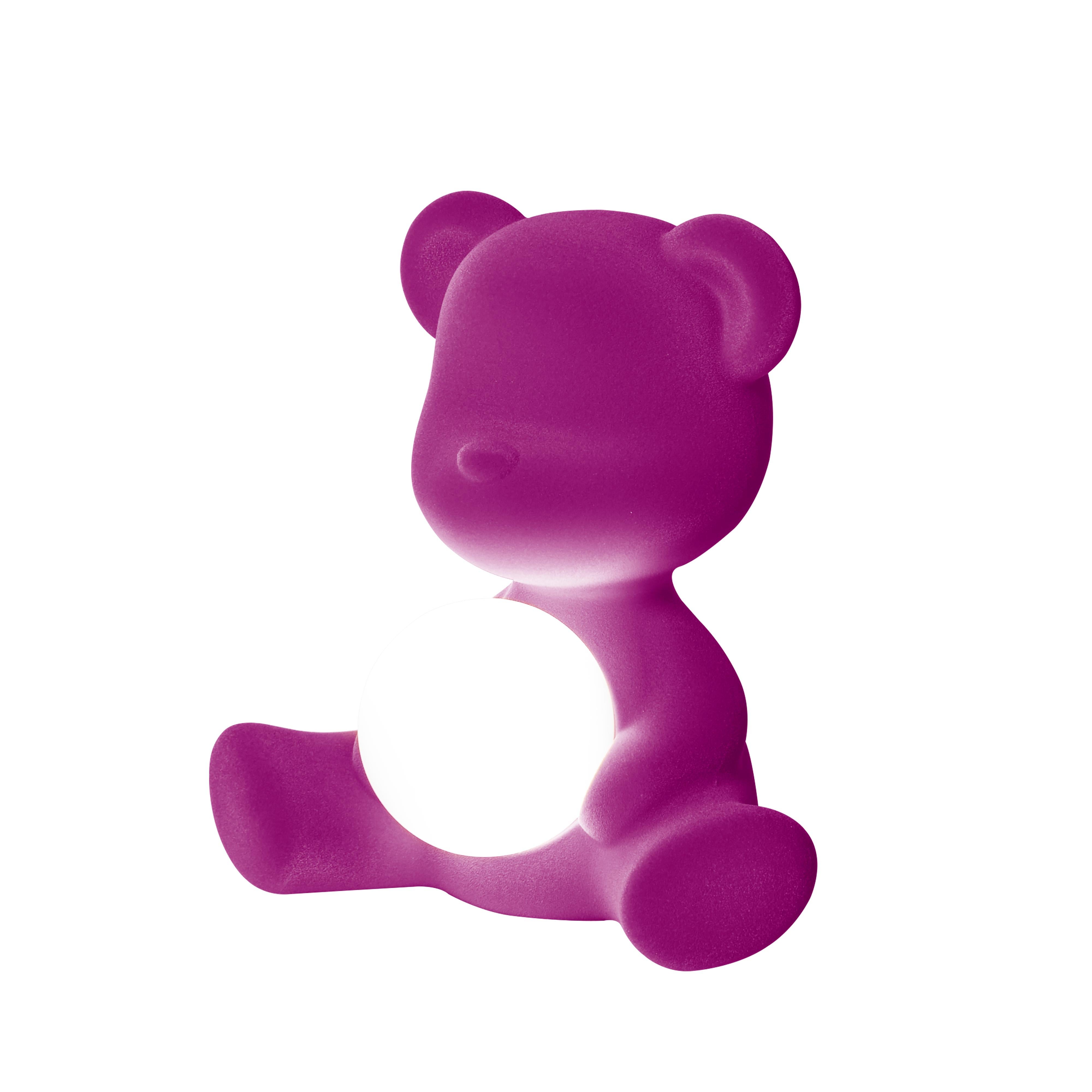 En vente : Purple (Violet) Lampe de table ou lampadaire moderne sculpturale Teddybear en velours jaune 4