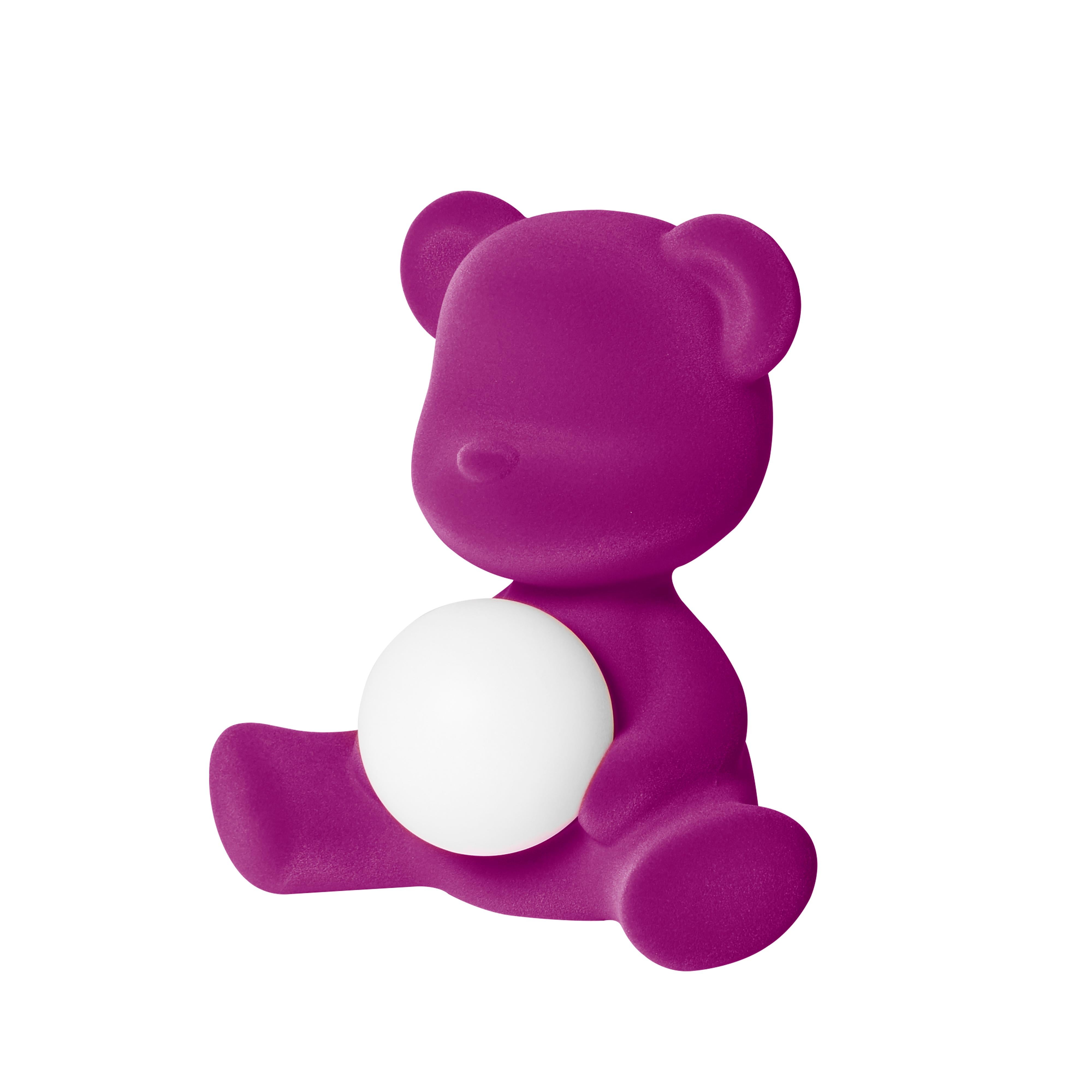 For Sale: Purple (Violet) Modern Velvet Yellow Sculptural Teddybear Table or Floor Lamp 3