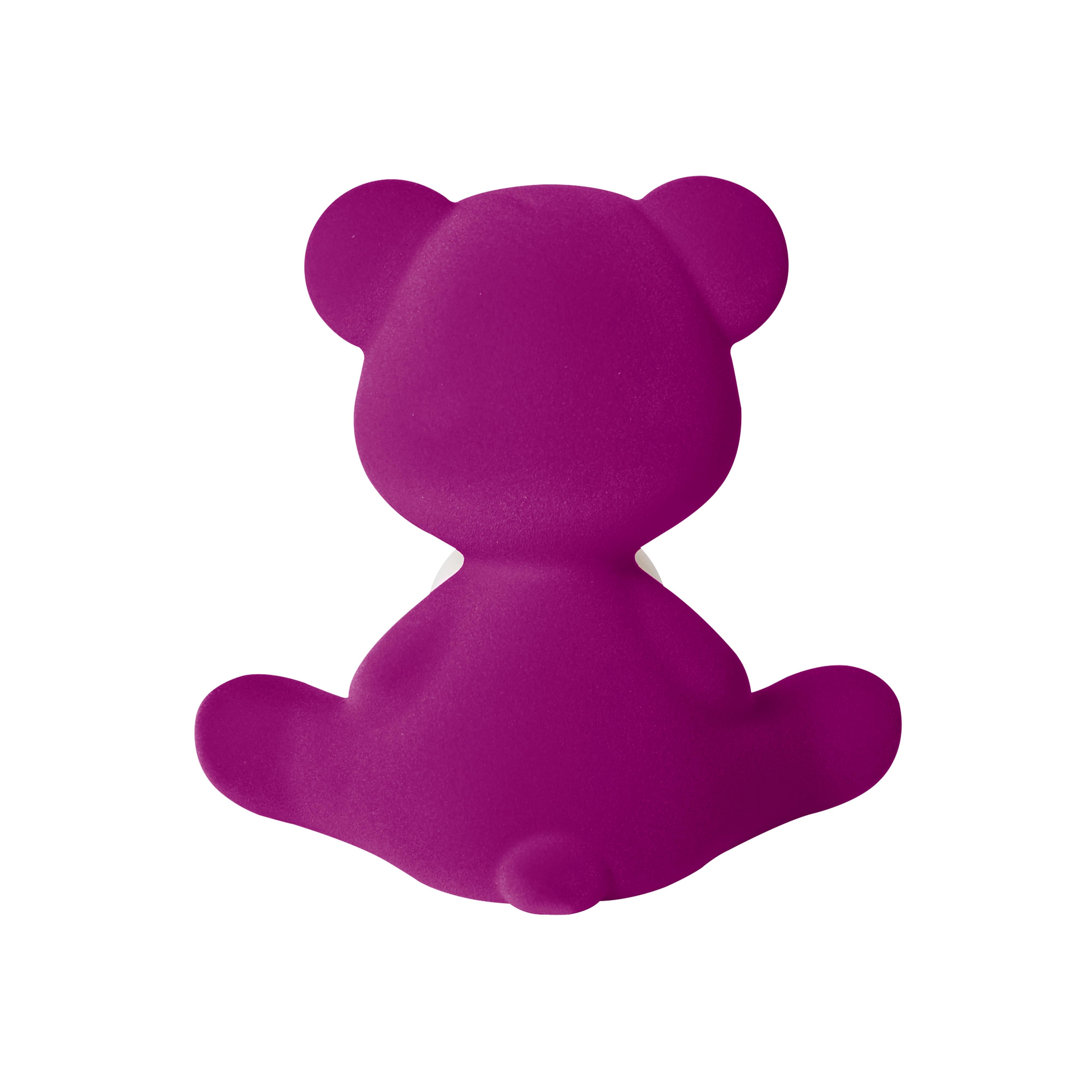 For Sale: Purple (Violet) Modern Velvet Yellow Sculptural Teddybear Table or Floor Lamp 7