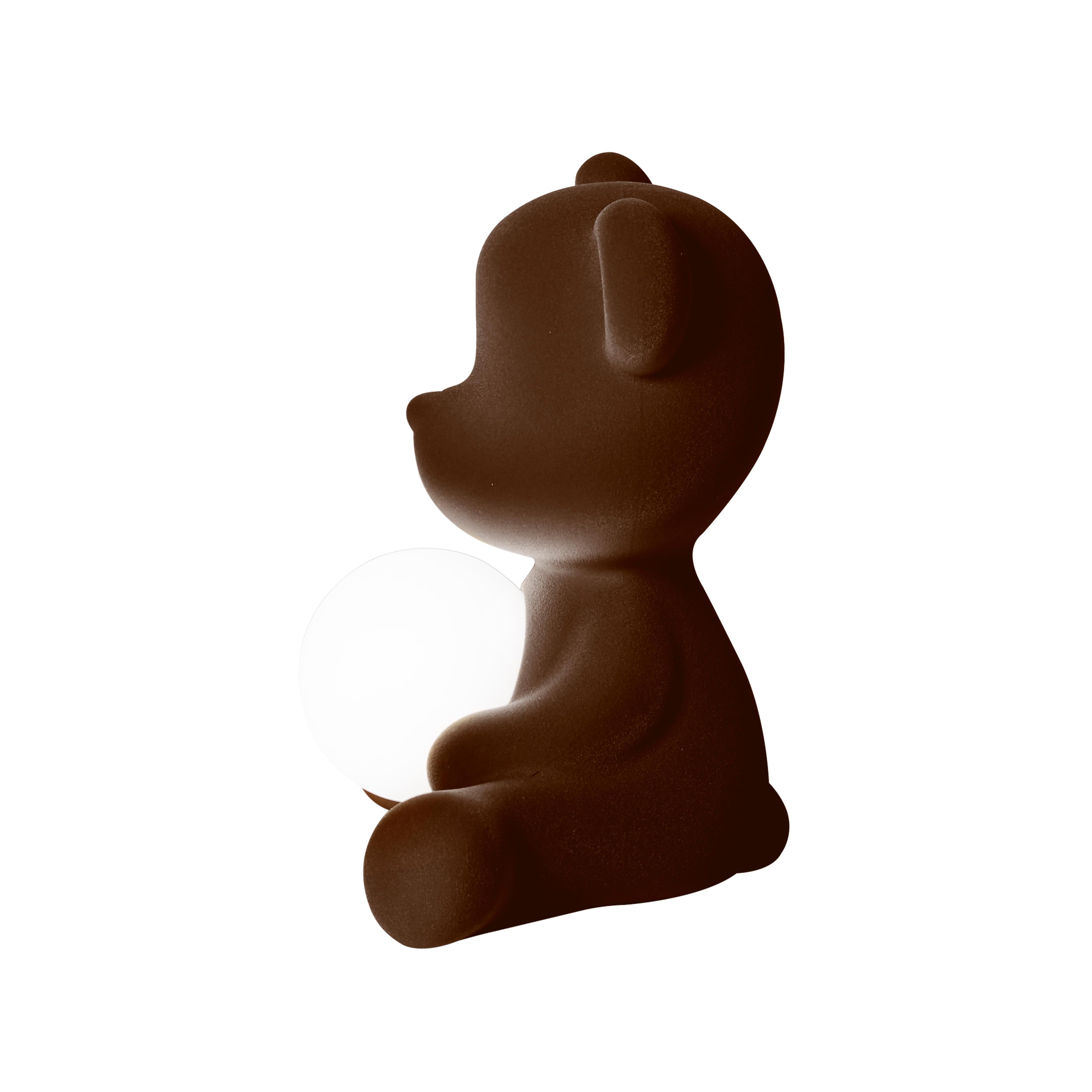 En vente : Brown (Dark Brown) Lampe de table ou lampadaire moderne sculpturale Teddybear en velours jaune 6