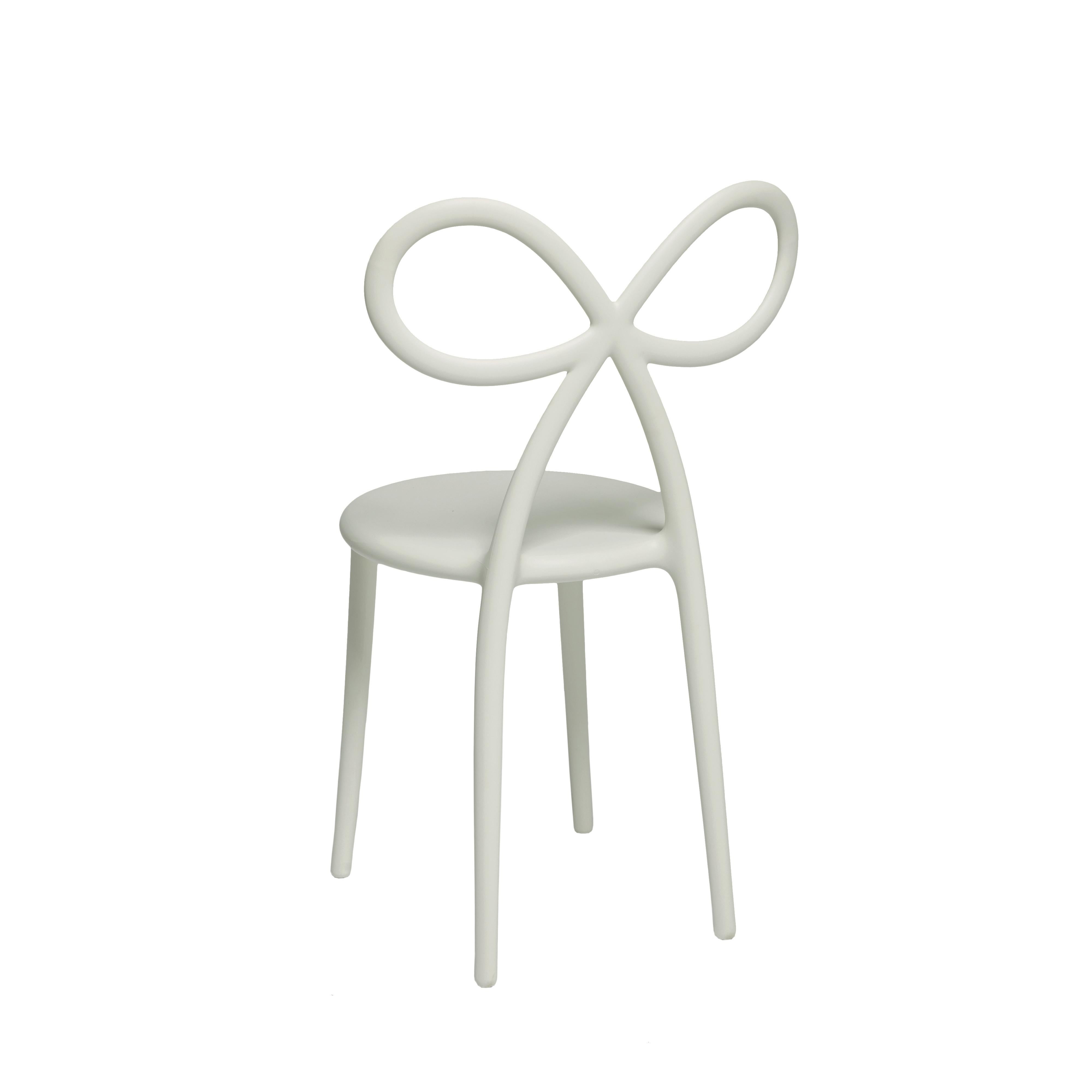 For Sale: White Matte Black Modern Ribbon Plastic Dining or Side Chair Set of 2 3