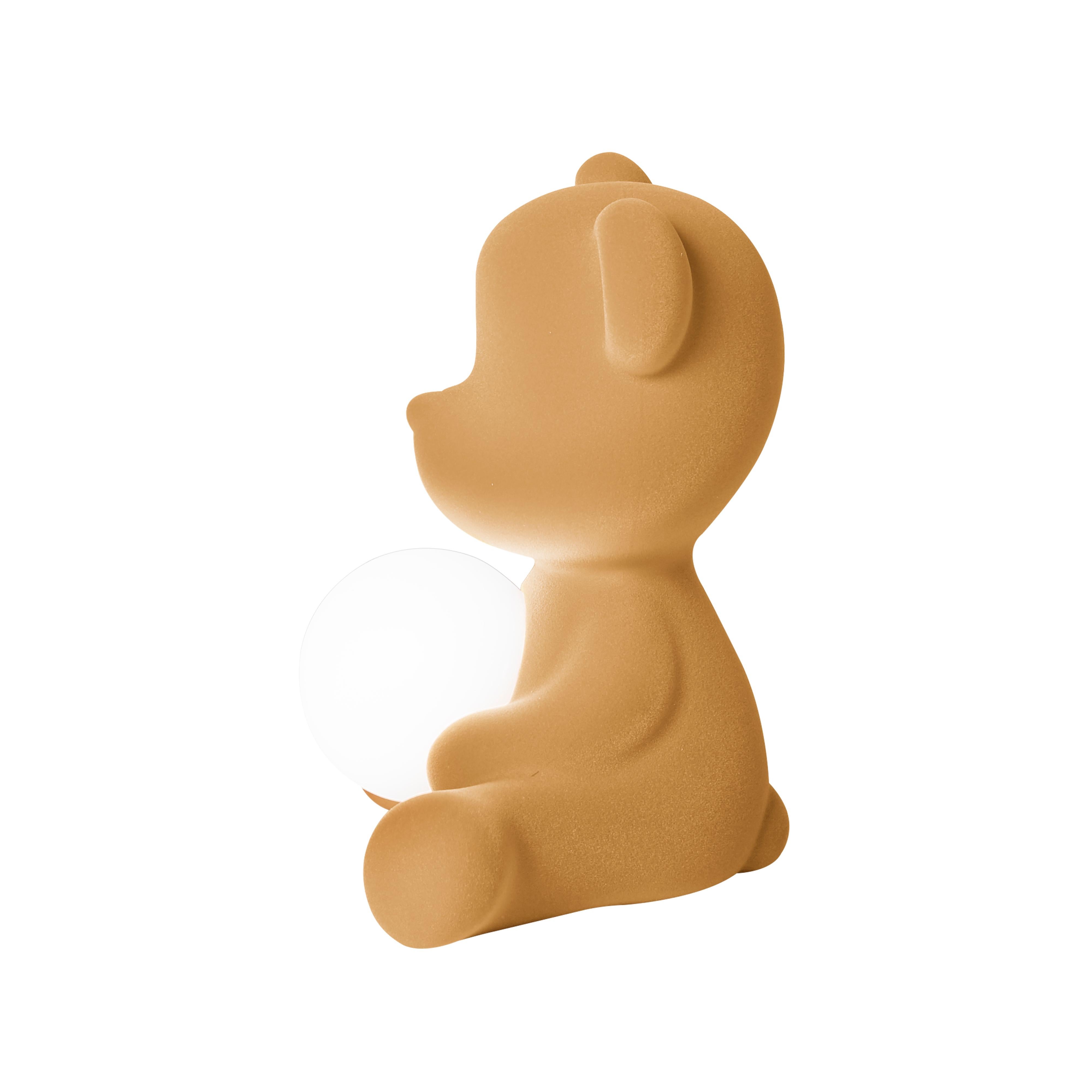 En vente : Beige (Arena) Lampe de table ou lampadaire moderne sculpturale Teddybear en velours jaune 6