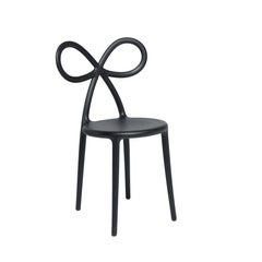 Matte Black Modern Ribbon Plastic Dining or Side Chair Set of 2