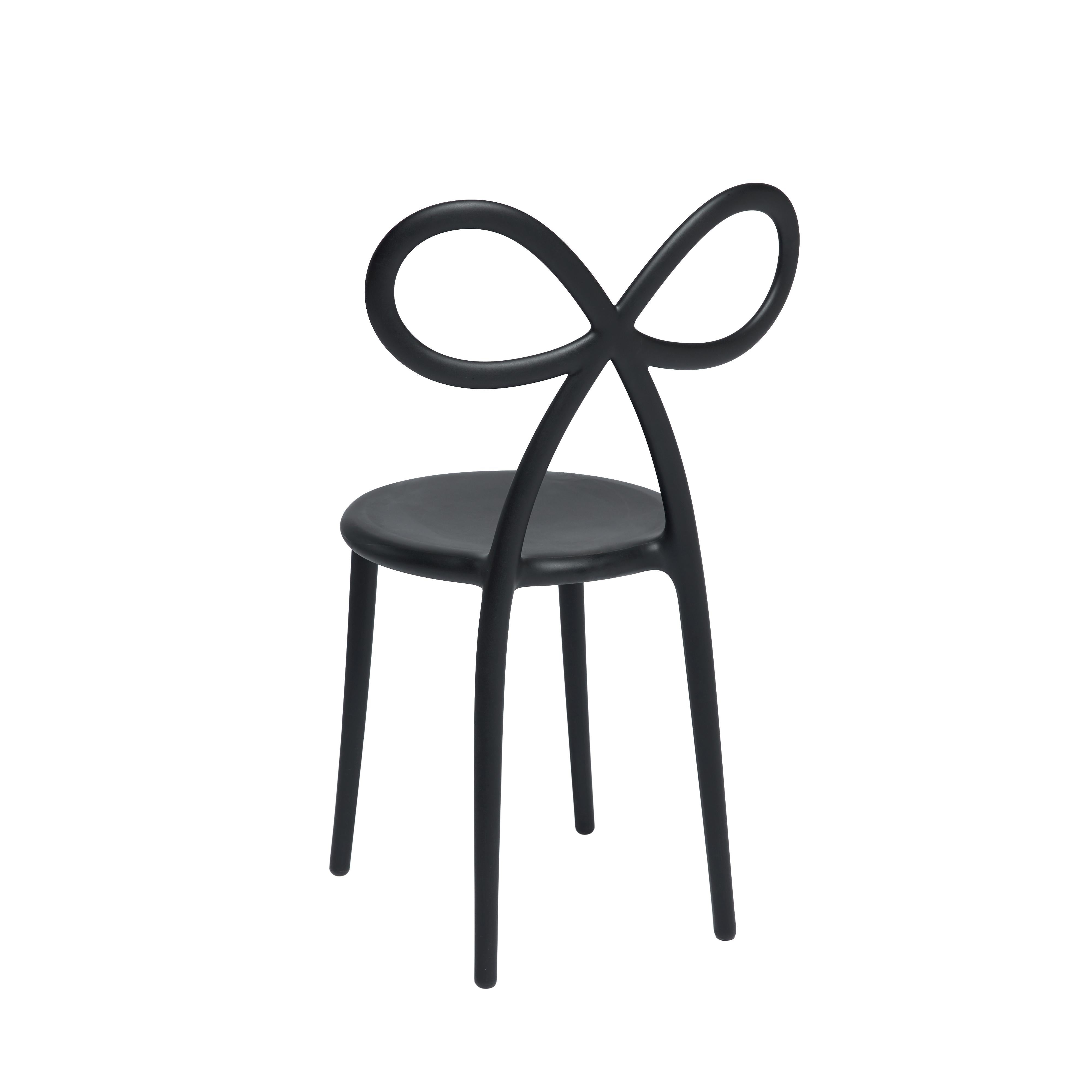 For Sale: Black Matte Black Modern Ribbon Plastic Dining or Side Chair Set of 2 3