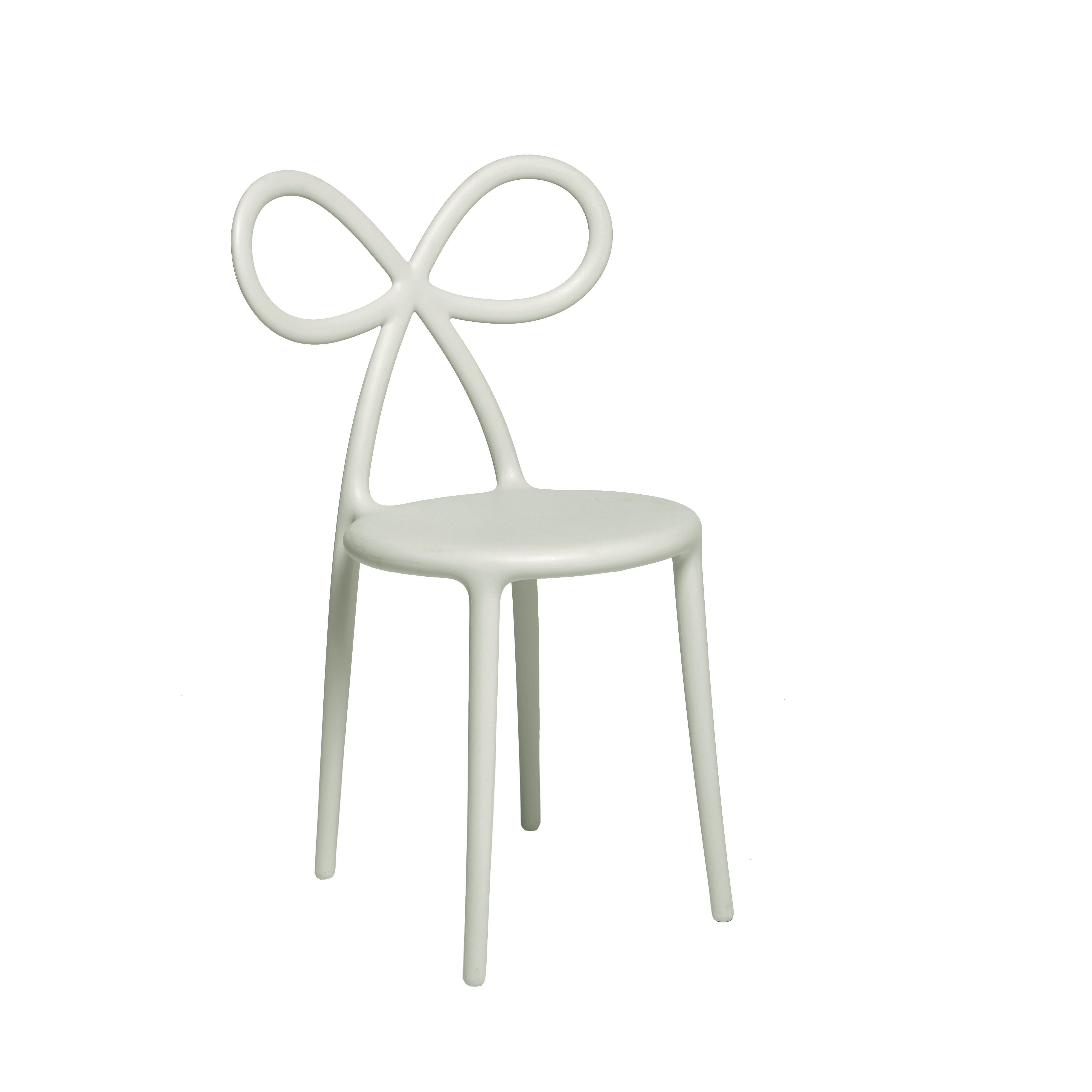 For Sale: White Matte Black Modern Ribbon Plastic Dining or Side Chair Set of 2 2