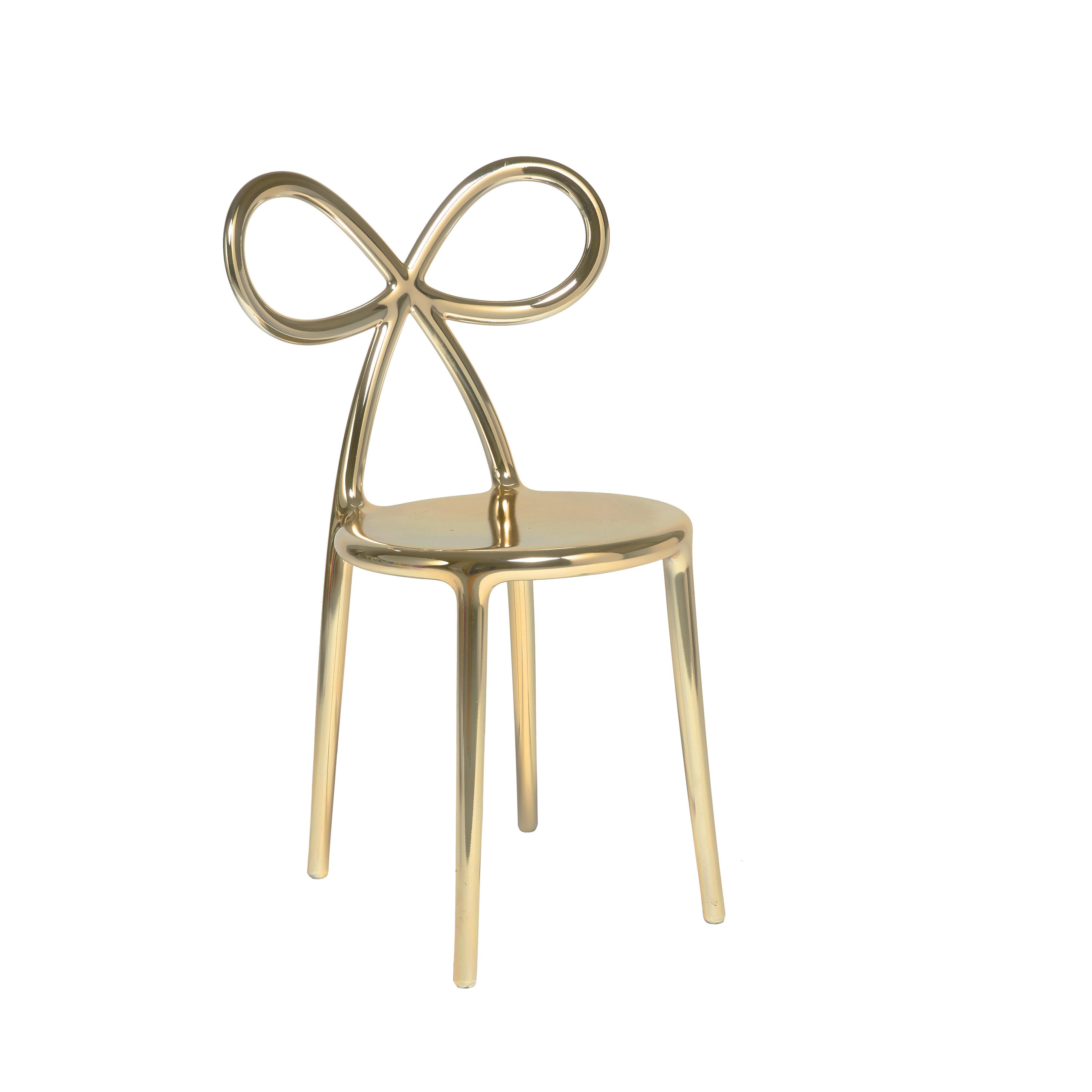 For Sale: Gold Modern Gold Pink or Silver Ribbon Dining or Accent Chair By Nika Zupanc 2