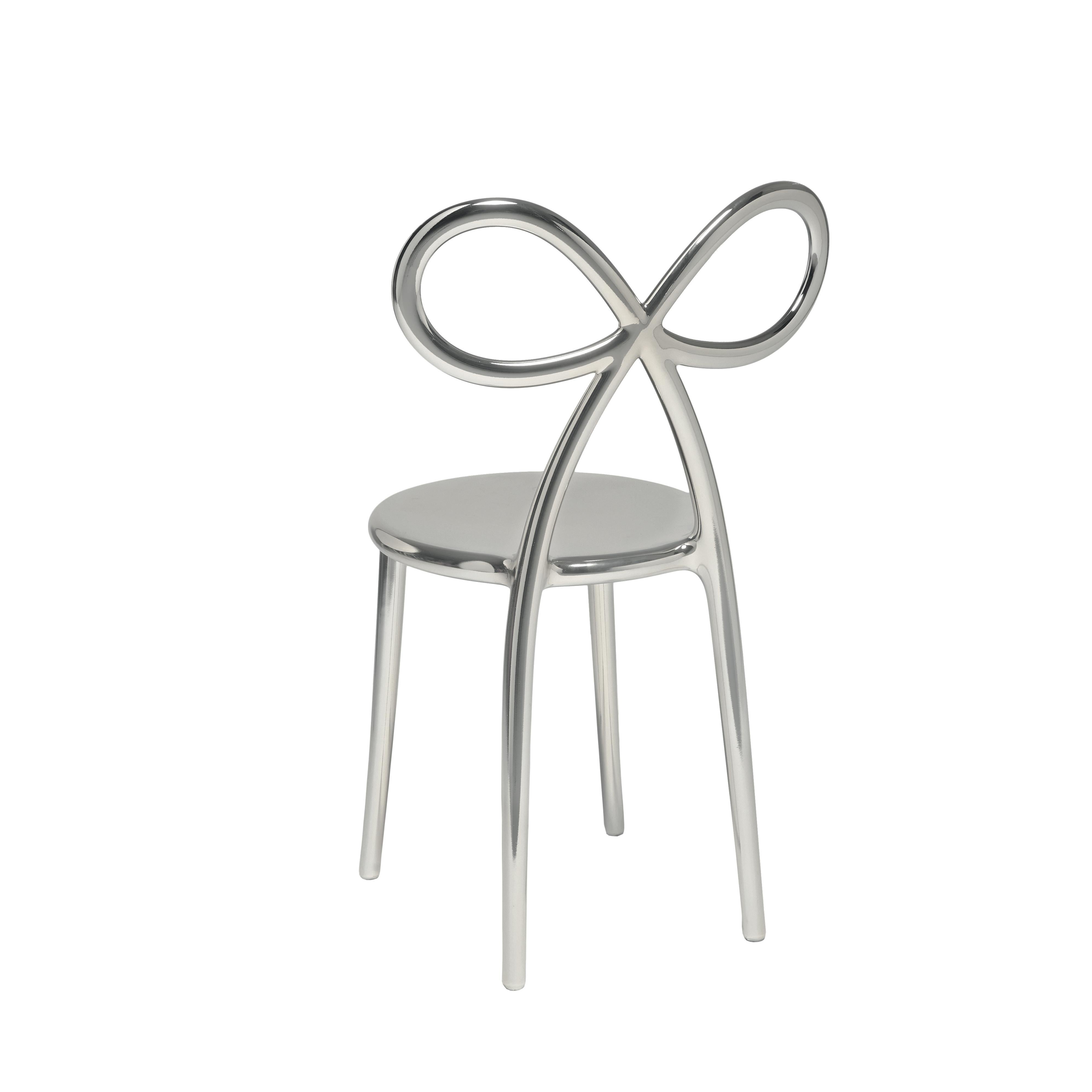 En vente : Silver Chaise de salle à manger ou fauteuil d'appoint moderne à ruban or rose ou argenté par Nika Zupanc 2