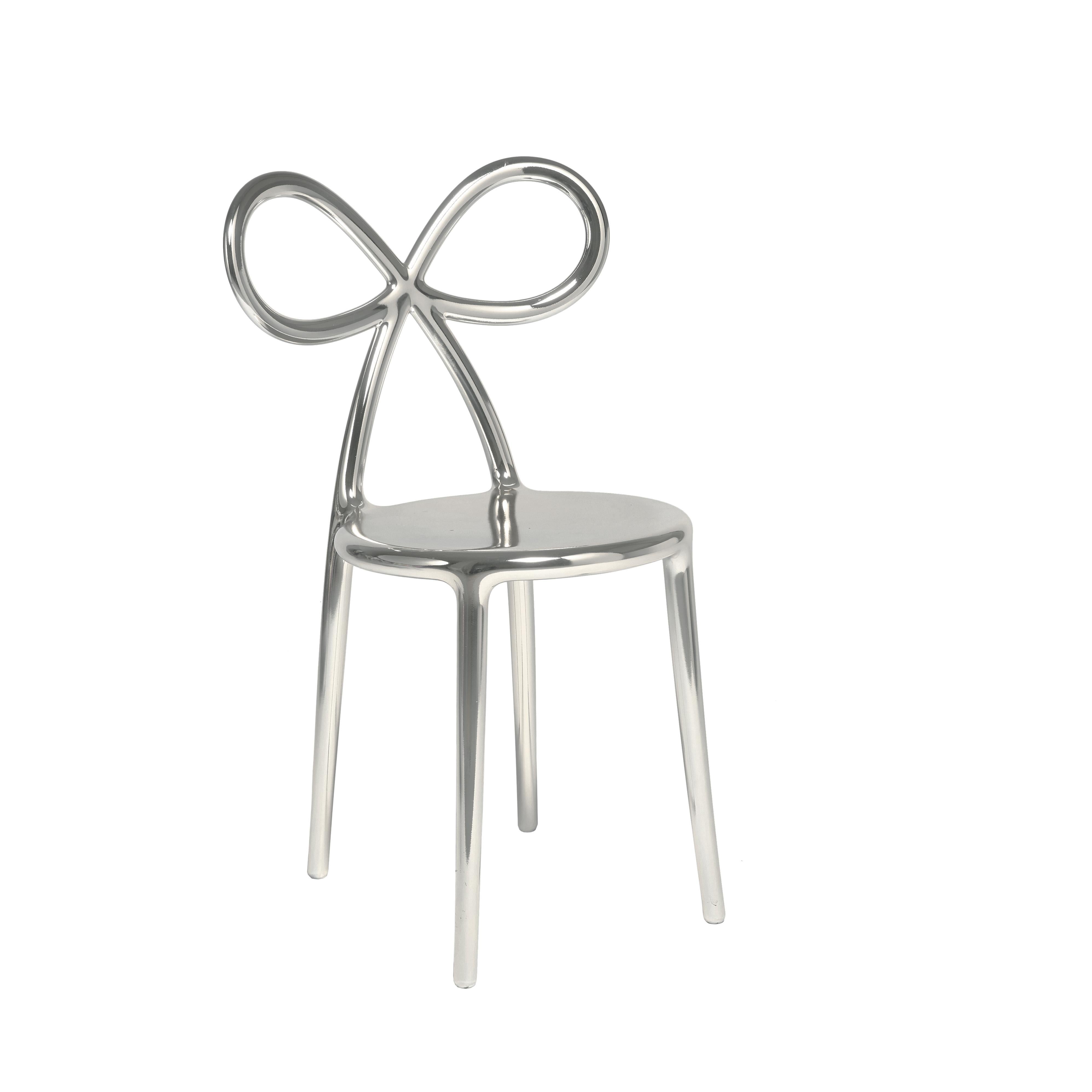 En vente : Silver Chaise de salle à manger ou fauteuil d'appoint moderne à ruban or rose ou argenté par Nika Zupanc 4