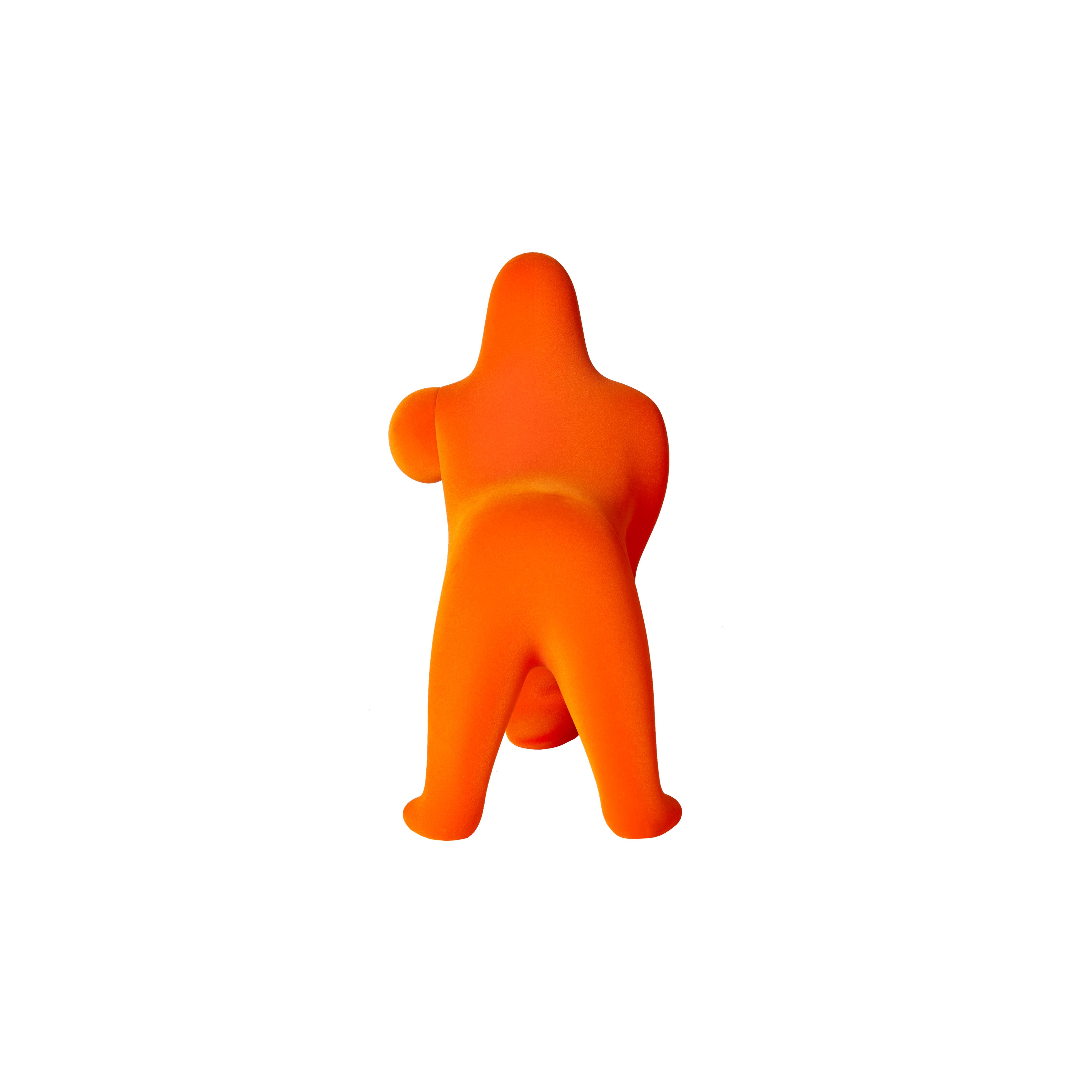 For Sale: Orange Modern Small Velvet Sculptural Gorilla Orange Table or Floor Lamp 4