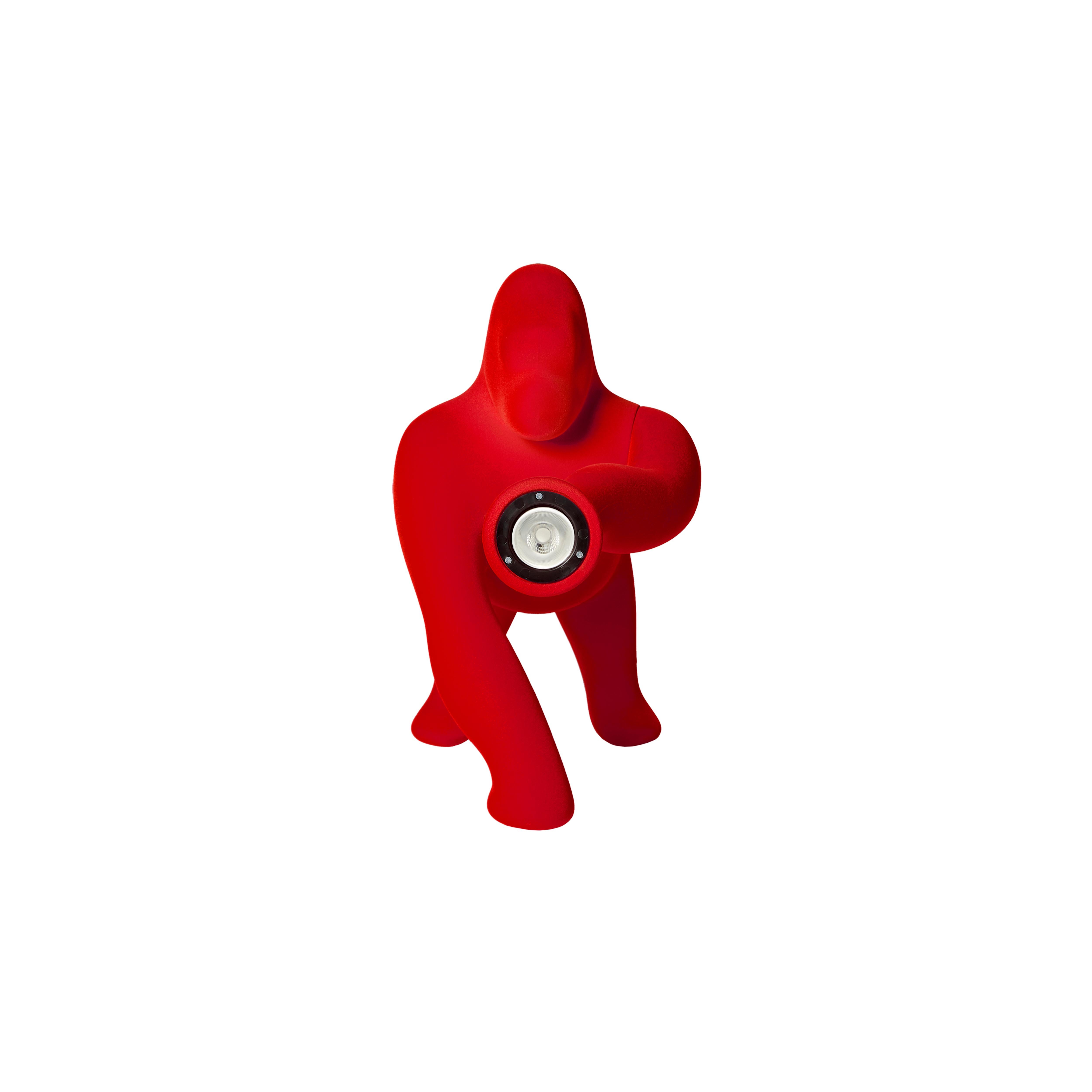 in vendita: Red Lampada da tavolo o da terra moderna Gorilla arancione scultorea in velluto di piccole dimensioni 3
