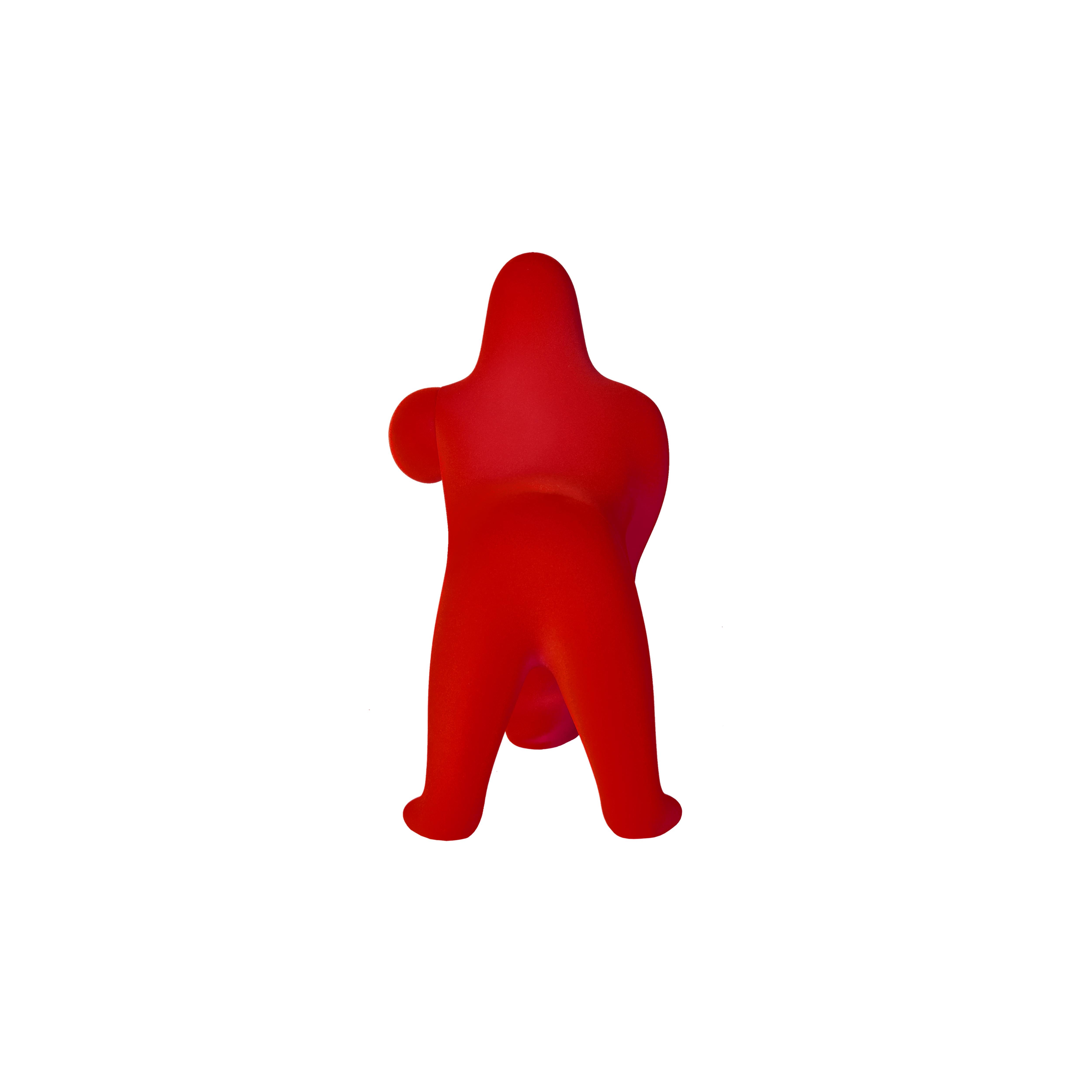 For Sale: Red Modern Small Velvet Sculptural Gorilla Orange Table or Floor Lamp 4