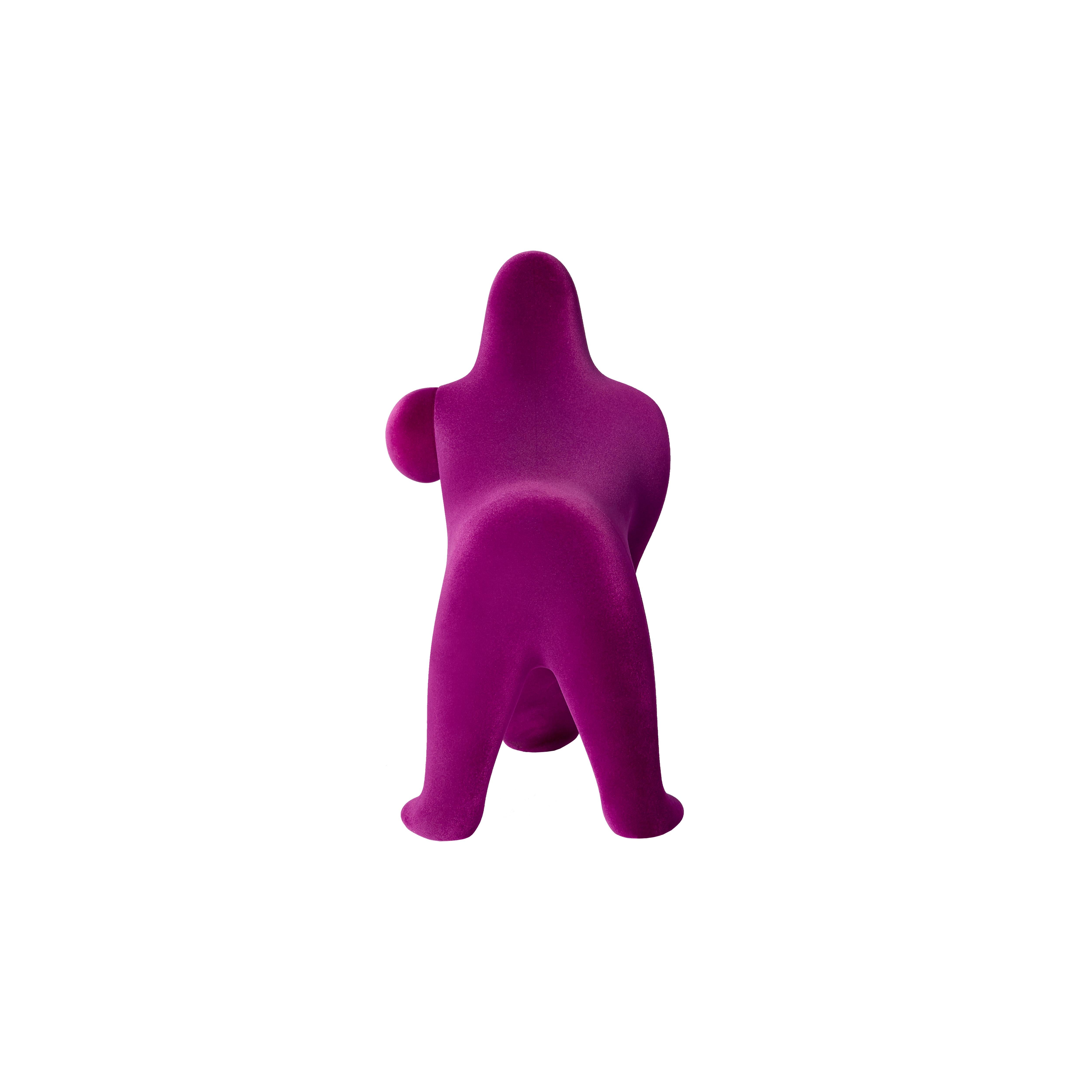 For Sale: Purple (Violet) Modern Small Velvet Sculptural Gorilla Orange Table or Floor Lamp 4