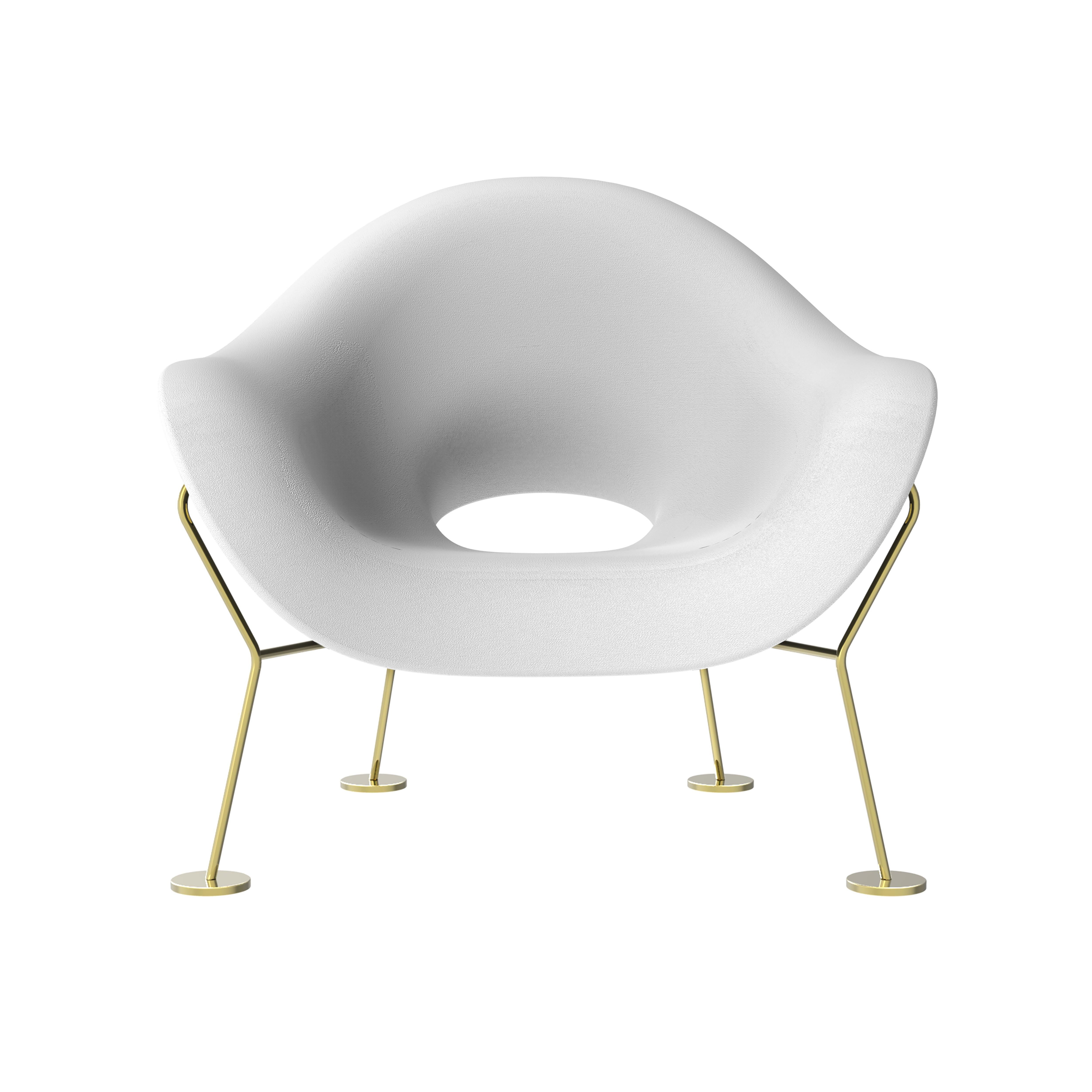 Im Angebot: Moderner Sessel oder Esszimmerstuhl aus Messing in Schwarz, Weiß, Grün oder Rosa (White)