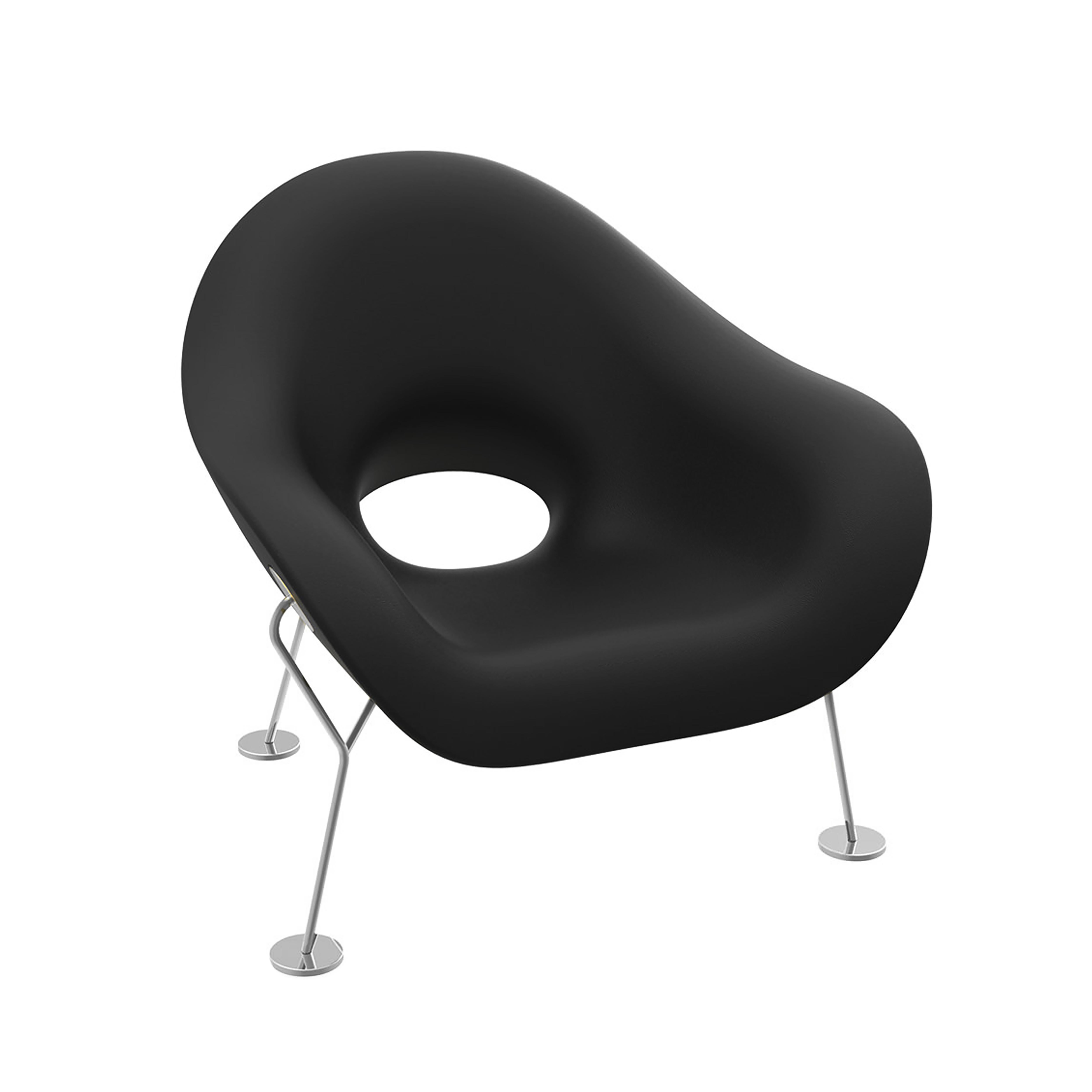 For Sale: Black Plush Modern Black Side or Arm Chair with Chrome Legs by Andrea Branzi 2