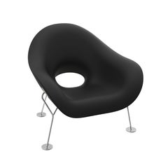 Plush Modern Black Side or Arm Chair with Chrome Legs by Andrea Branzi