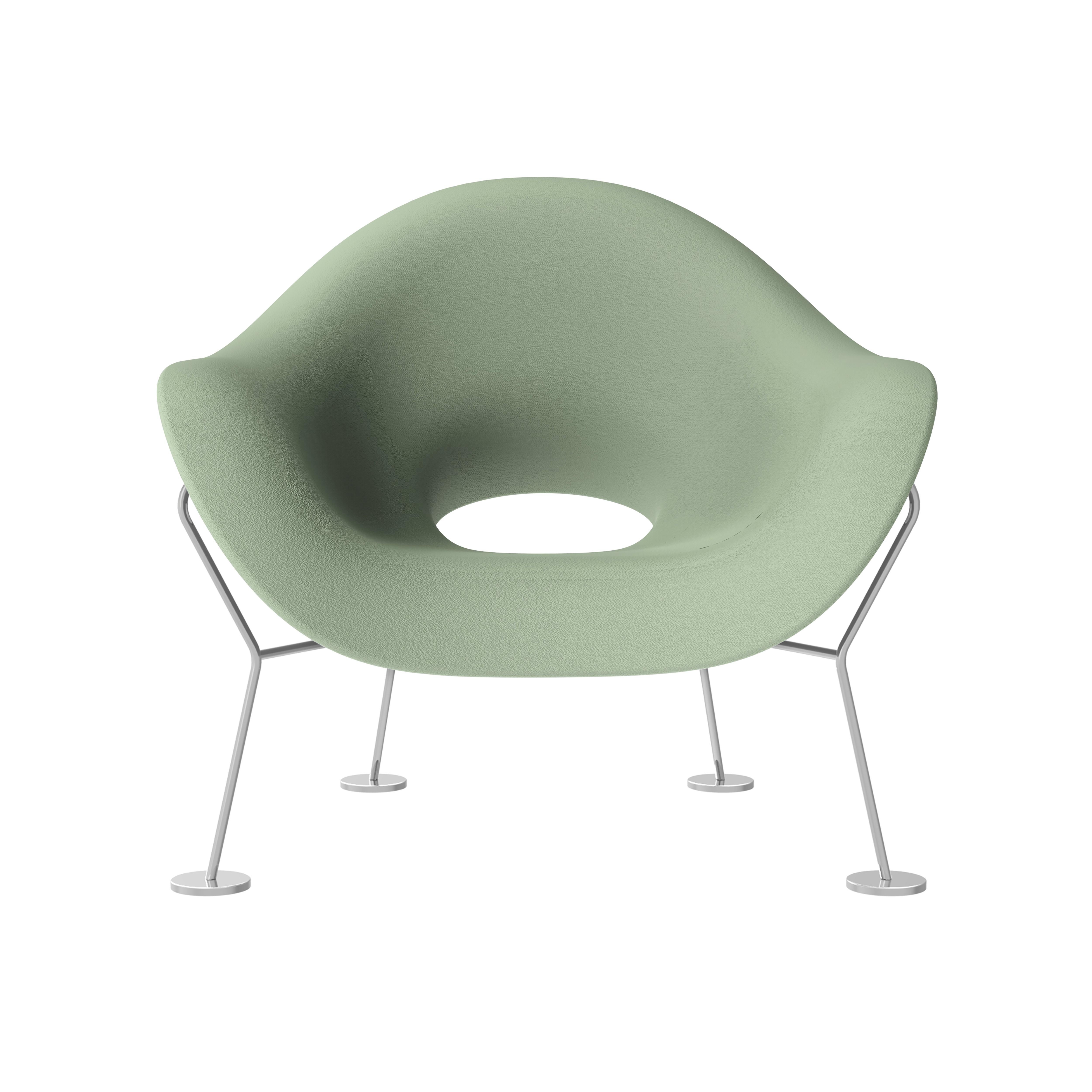 For Sale: Green (Balsam Green) Plush Modern Black Side or Arm Chair with Chrome Legs by Andrea Branzi