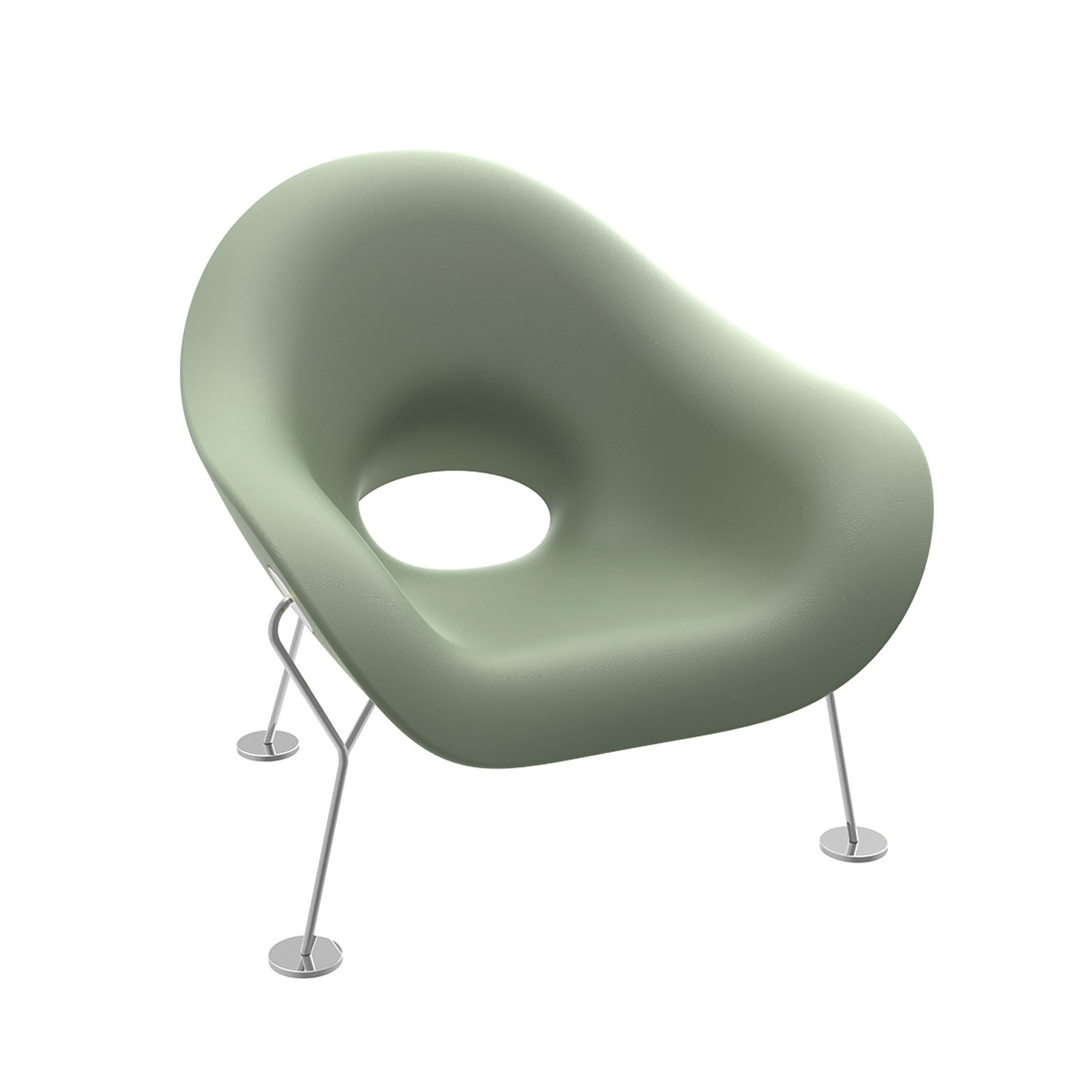 For Sale: Green (Balsam Green) Plush Modern Black Side or Arm Chair with Chrome Legs by Andrea Branzi 2