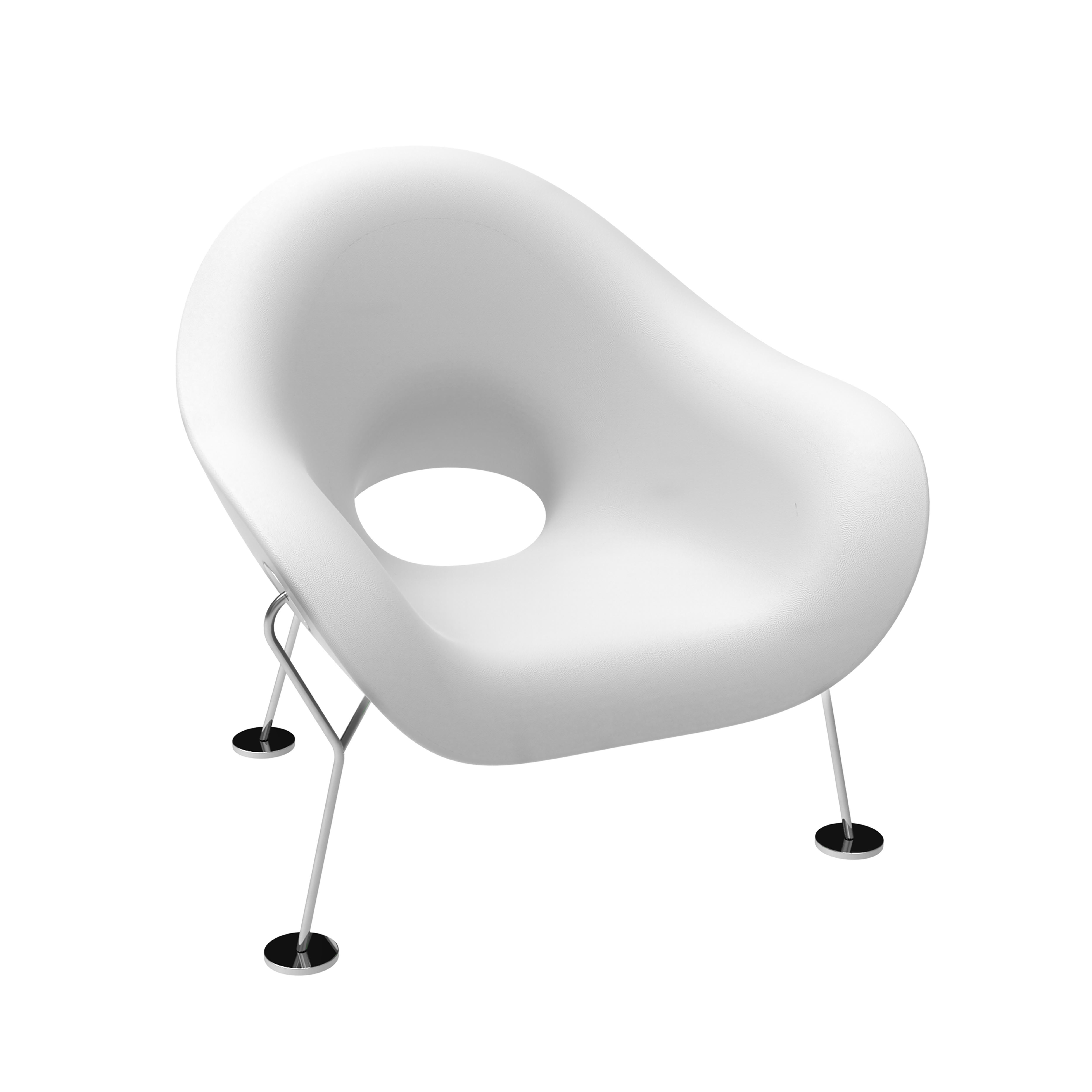 For Sale: White Plush Modern Black Side or Arm Chair with Chrome Legs by Andrea Branzi 2