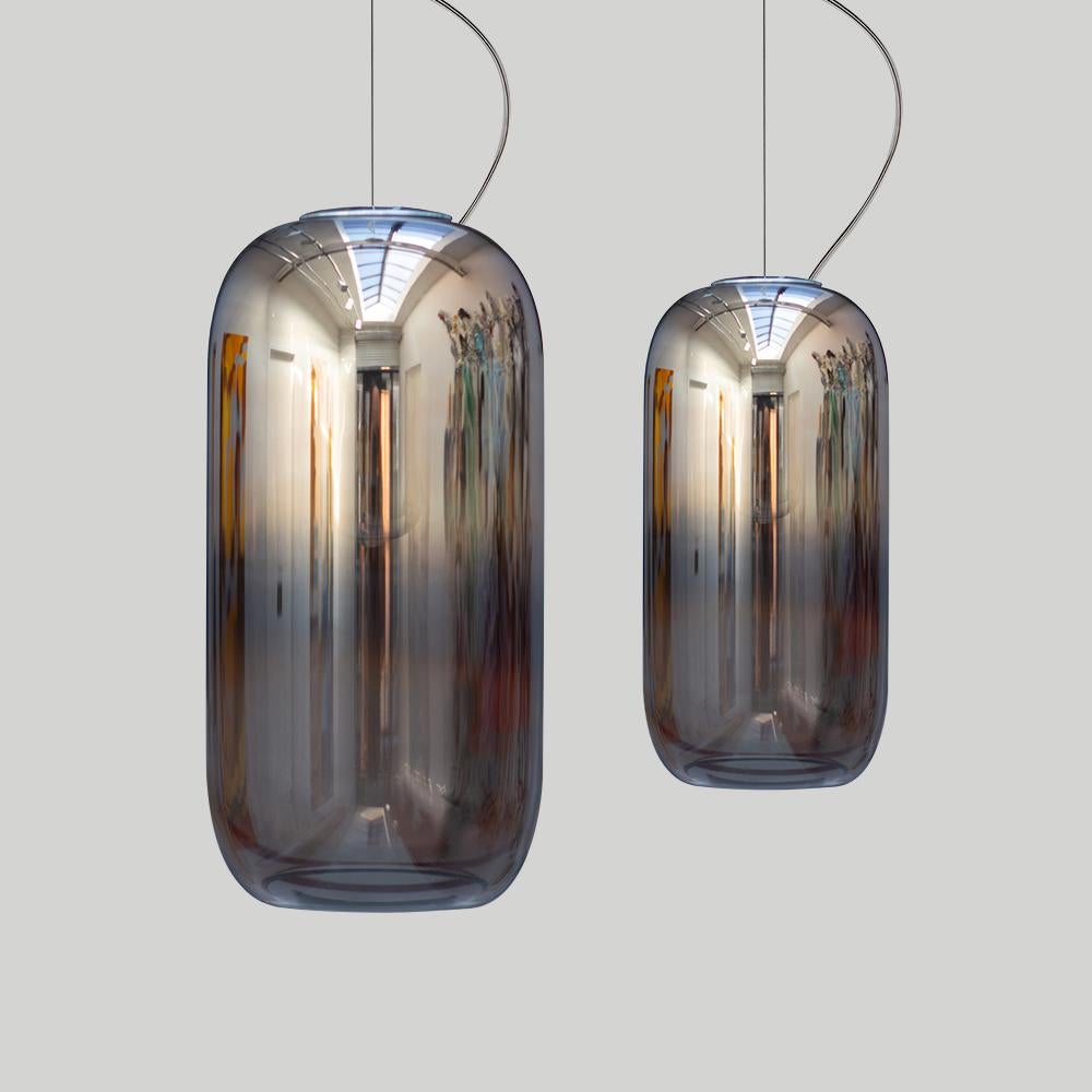 En vente : Gray (Chrome) Mini lampe à suspension Artemide Gople de Bjarke Ingels Group 3
