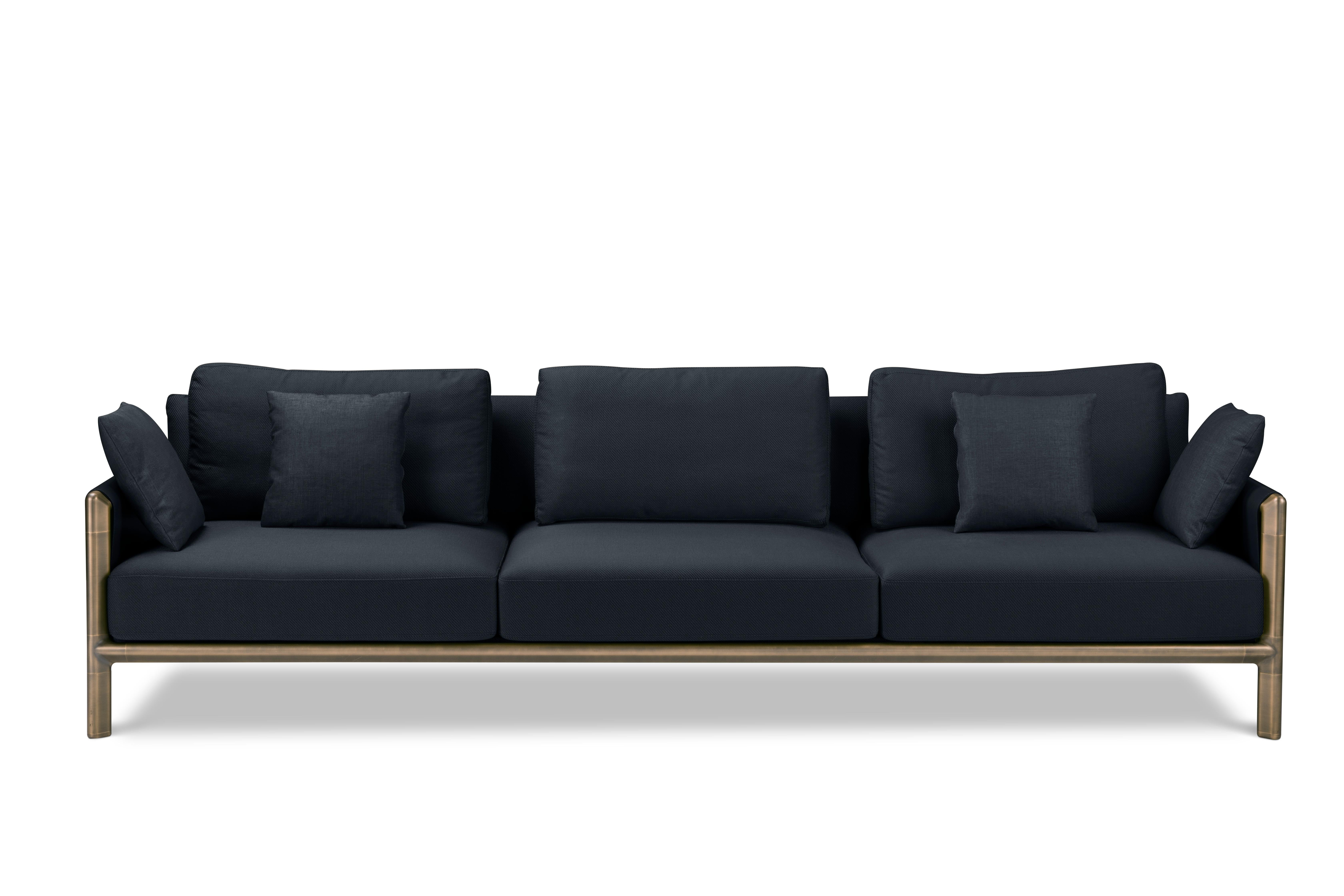 Im Angebot: Ghidini 1961 Frame 3-sitziges Sofa mit armlehnen in Cuoio Leder von Stefano Giovannoni, Gray (Grigio) 9