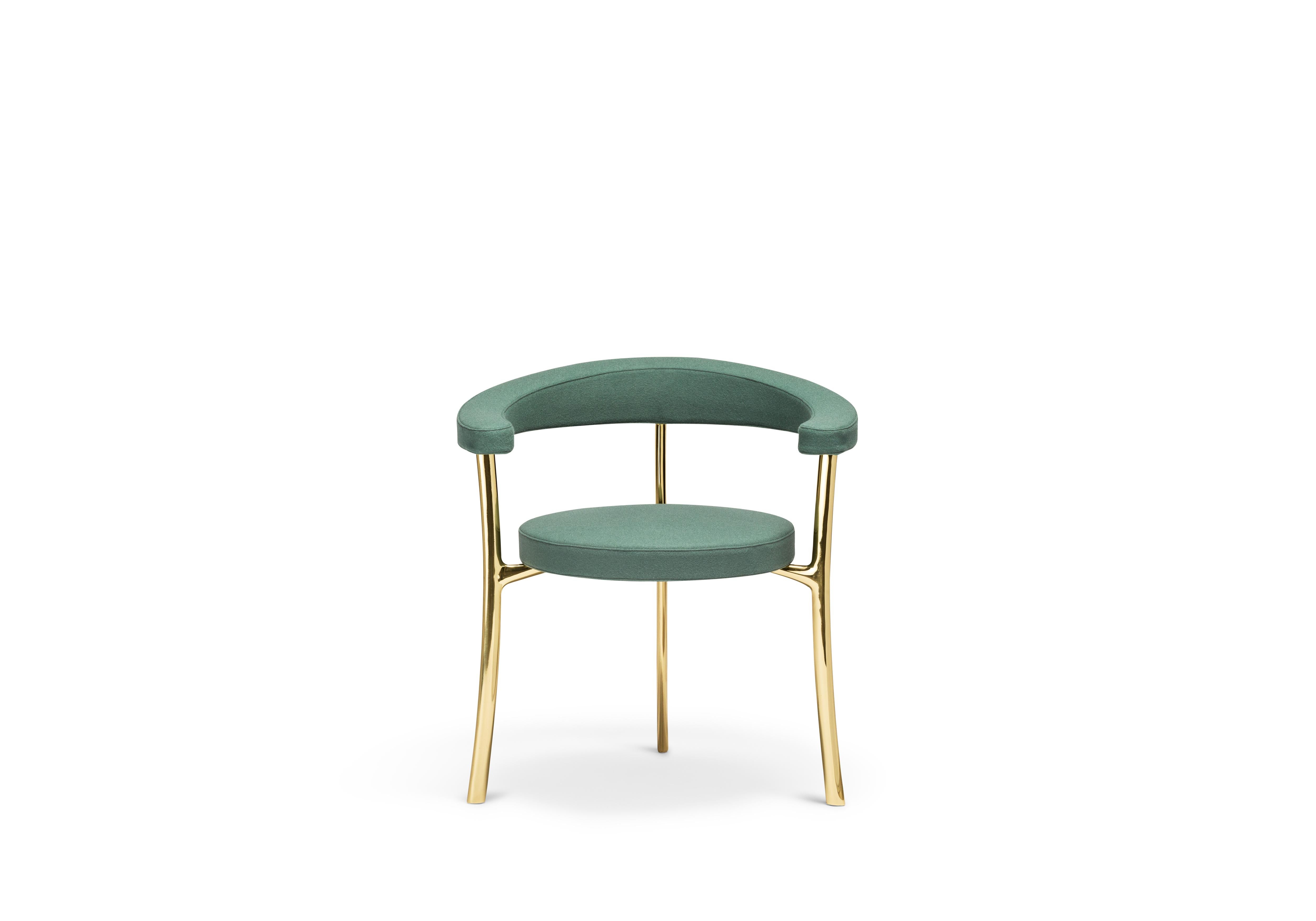 For Sale: Green (f-1241-c0931) Ghidini1961 Katana Armchair in Fabric with Polished Brass Legs by Paolo Rizzatto 2