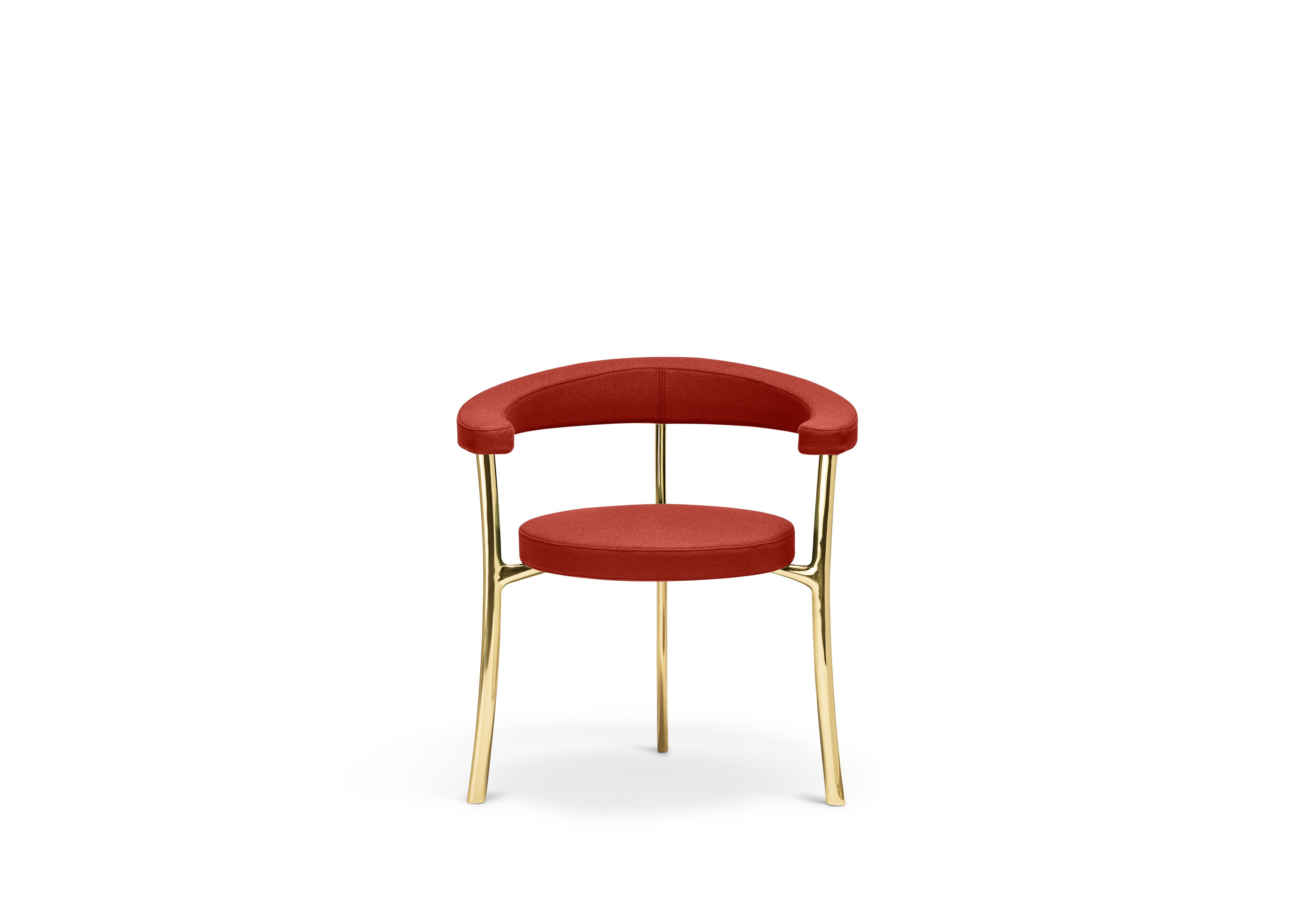 For Sale: Orange (f-1241-c0551) Ghidini1961 Katana Armchair in Fabric with Polished Brass Legs by Paolo Rizzatto