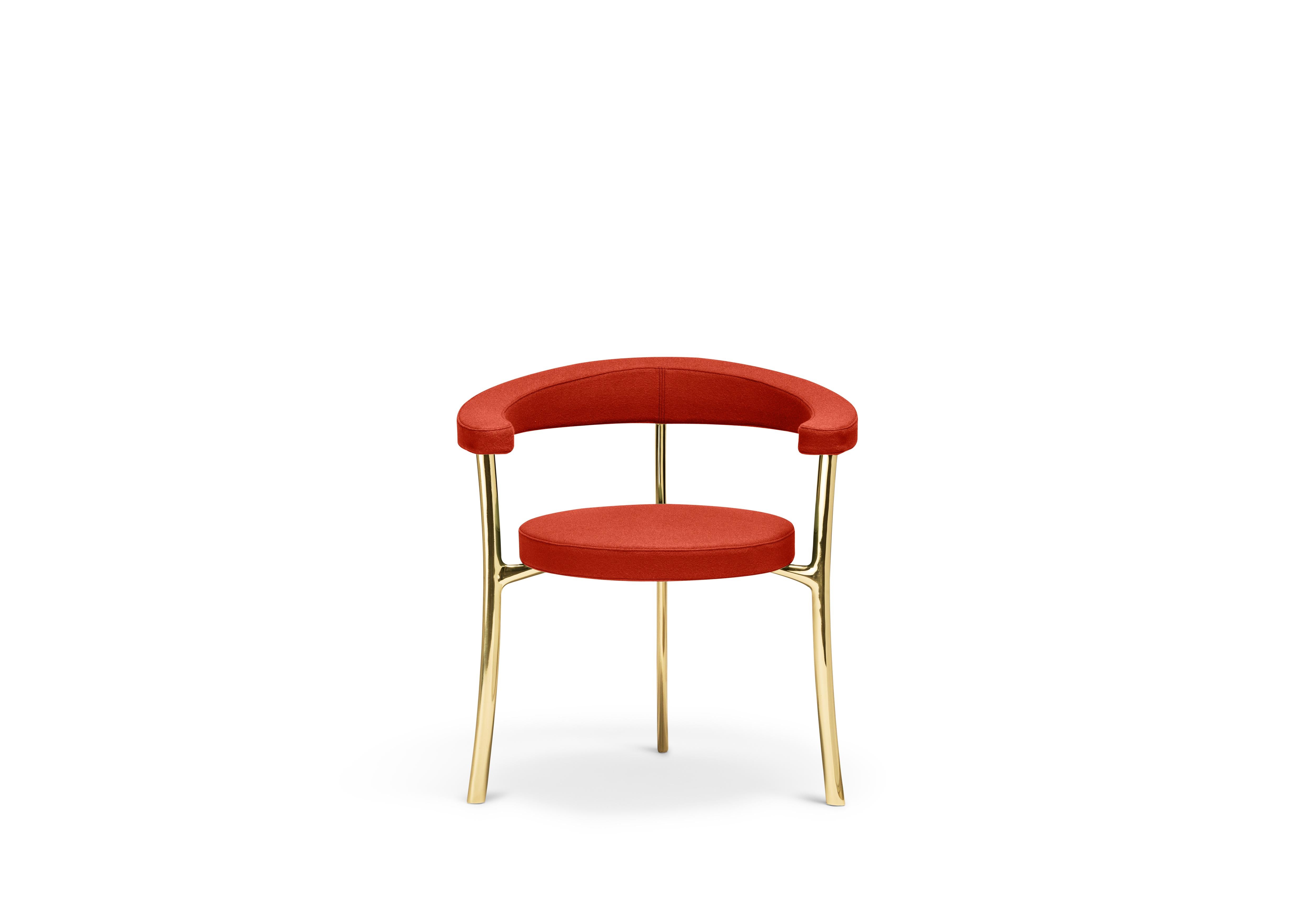 For Sale: Orange (f-1241-c0551) Ghidini1961 Katana Armchair in Fabric with Polished Brass Legs by Paolo Rizzatto 2