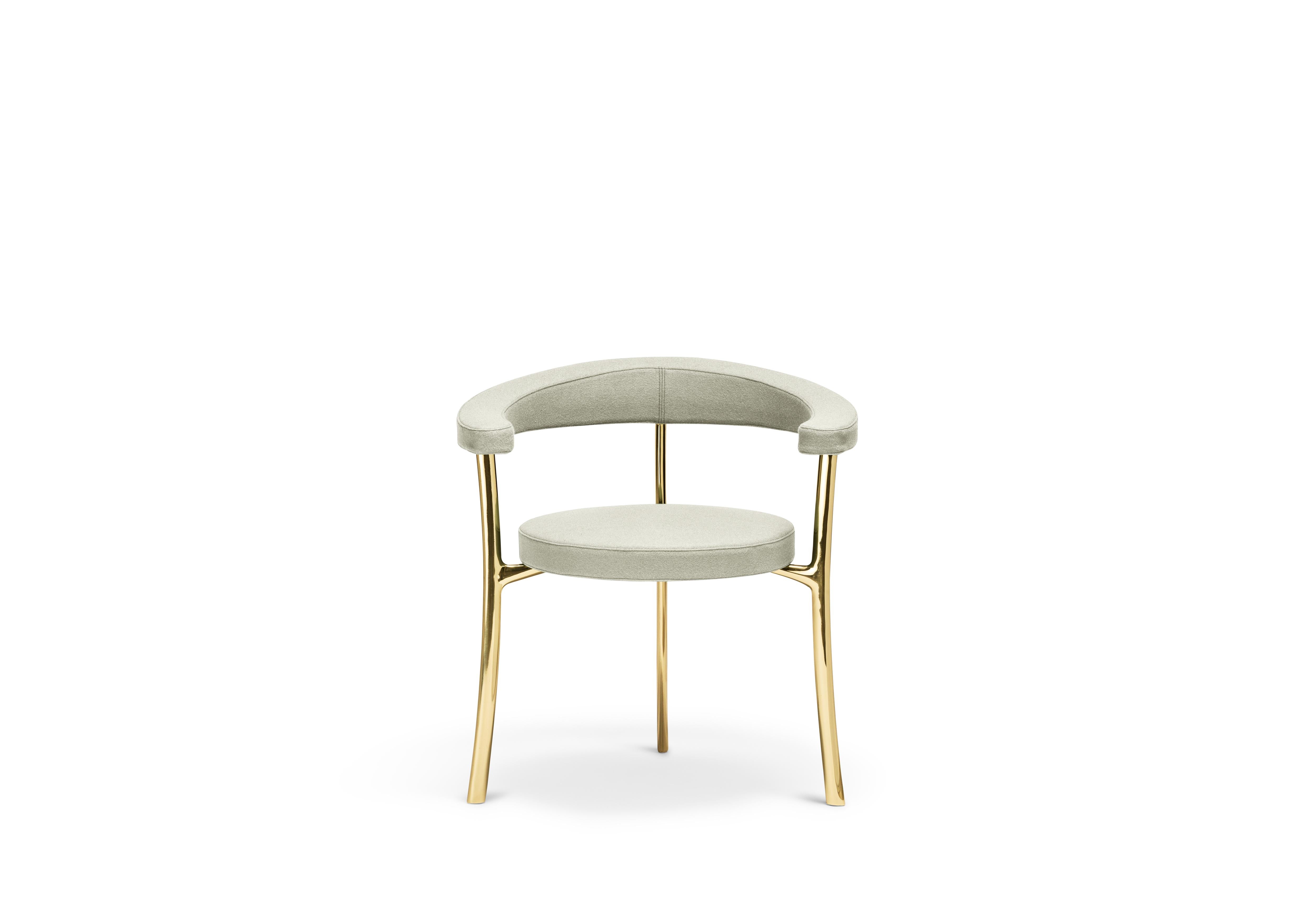 For Sale: Beige (f-1241-c0201) Ghidini1961 Katana Armchair in Fabric with Polished Brass Legs by Paolo Rizzatto