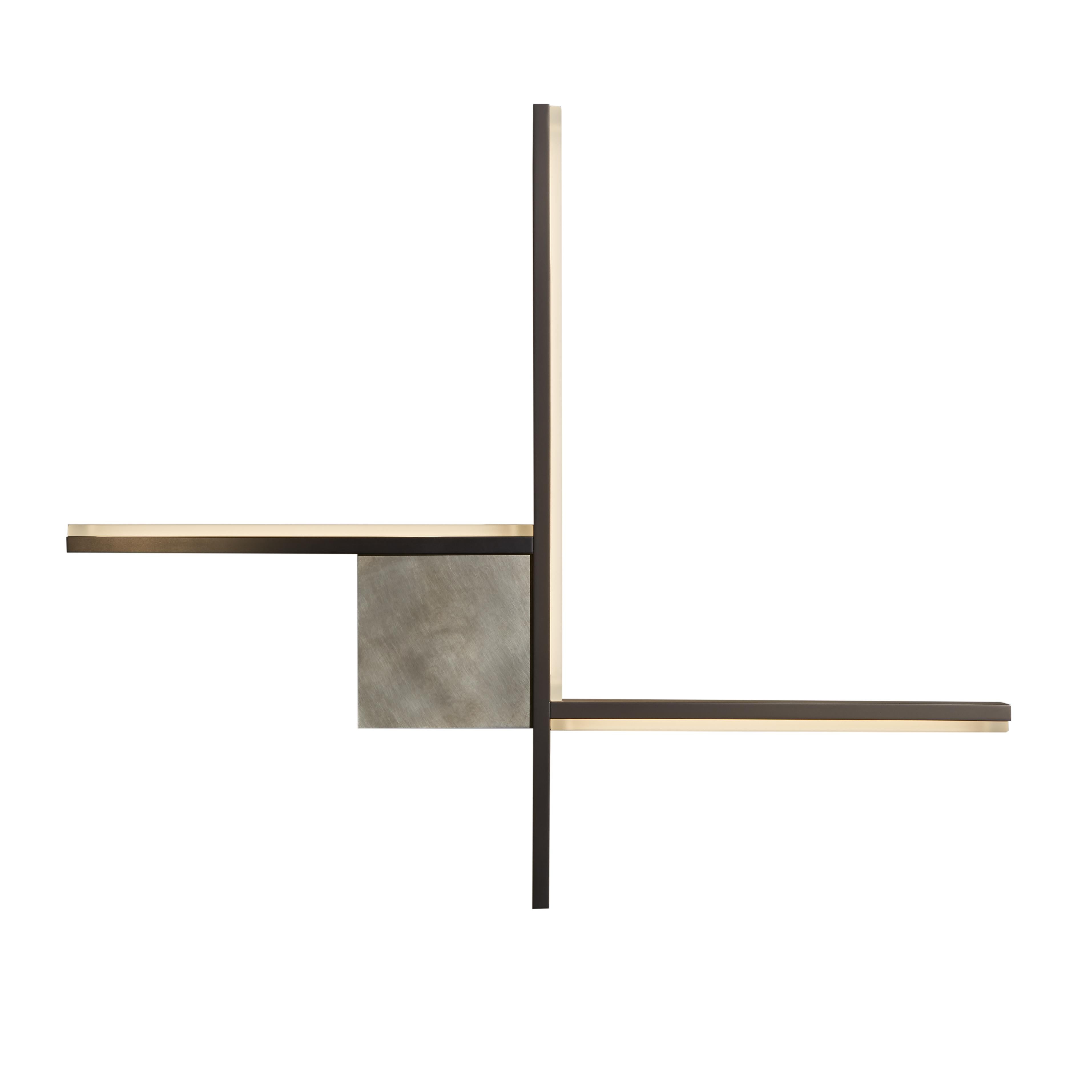 For Sale: Gray (Matte Black Nickel) VeniceM Essence Wall Sconce in Metal by Massimo Tonetto 2
