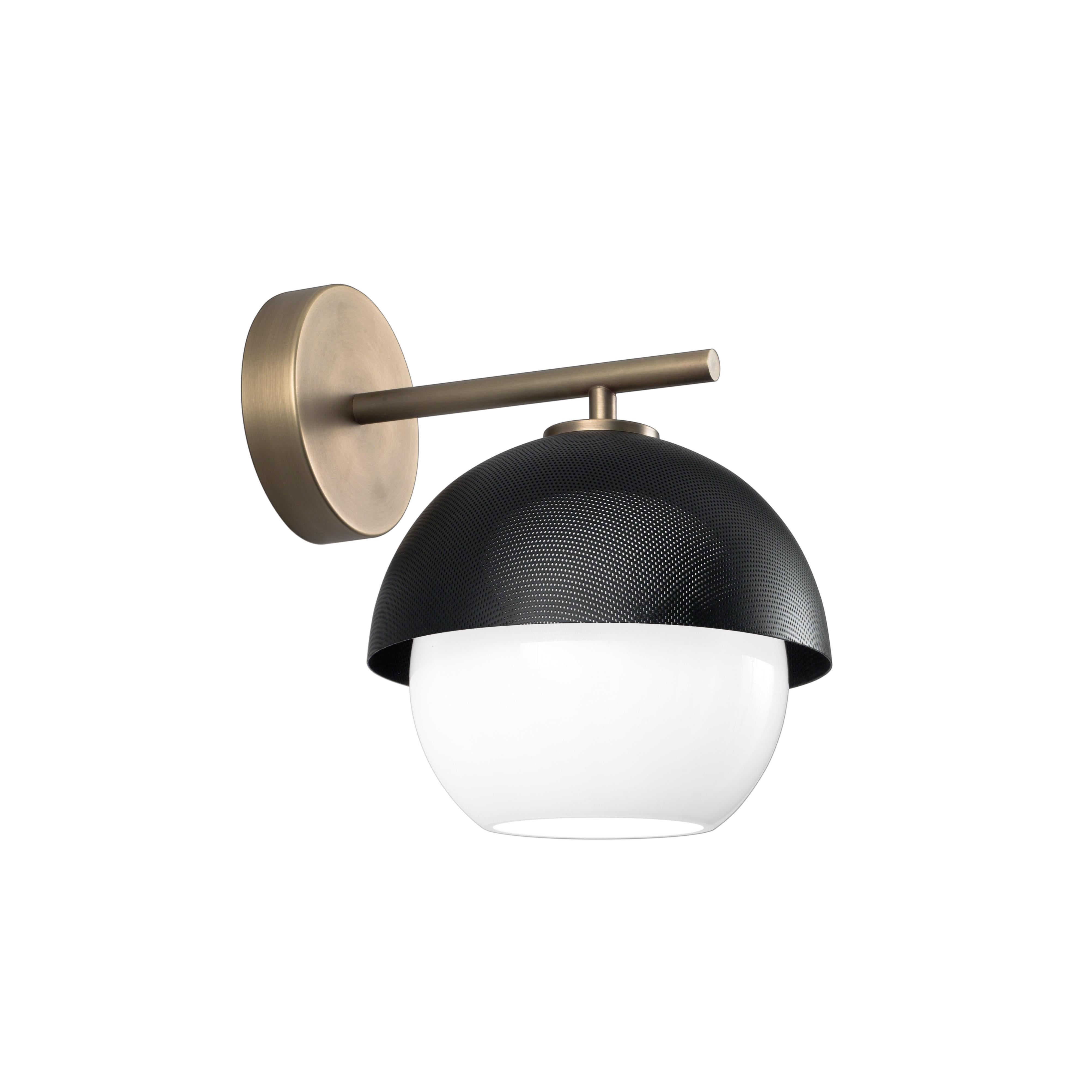 For Sale: Gray (Matte Black Nickel) VeniceM Urban Wall Sconce in Light Burnished Brass by Massimo Tonetto 2